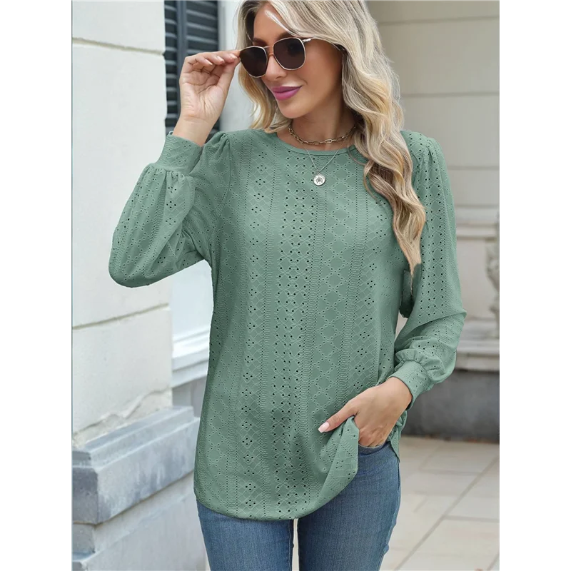 NEW-Long Sleeve Eyelet Tops For Women 2025 Spring Fall Crew Neck Shirts Casual Loose Blouse Trend Outfits Clothes
NEW-Long Sleeve Eyelet Tops For Women 2025 Spring Fall Crew Neck Shirts Casual Loose Blouse Trend Outfits Clothes
