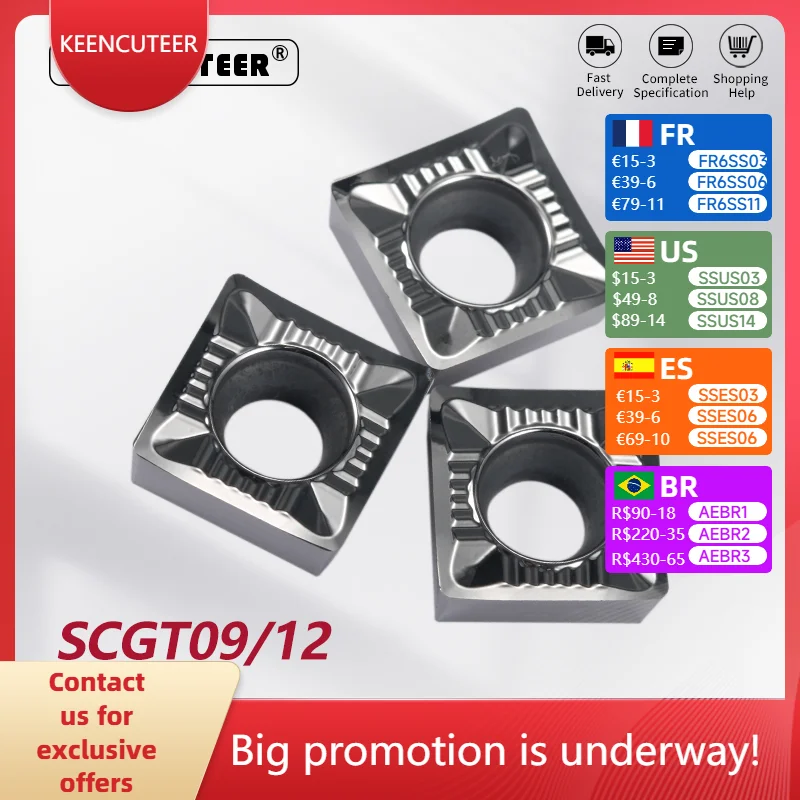 SCGT09T304 SCGT120404 SCGT120408 H01 Carbide Insert for Aluminum SSDCN External Turning Tool Blade Lathe Parts CNC Cutter
SCGT09T304 SCGT120404 SCGT120408 H01 Carbide Insert for Aluminum SSDCN External Turning Tool Blade Lathe Parts CNC Cutter