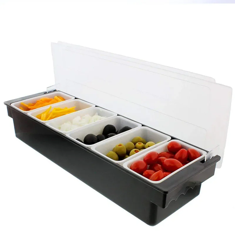 Bar top food and condiment dispenser top organizer sauces fruit candy dispenser plastic box tray compartment
Bar top food and condiment dispenser top organizer sauces fruit candy dispenser plastic box tray compartment