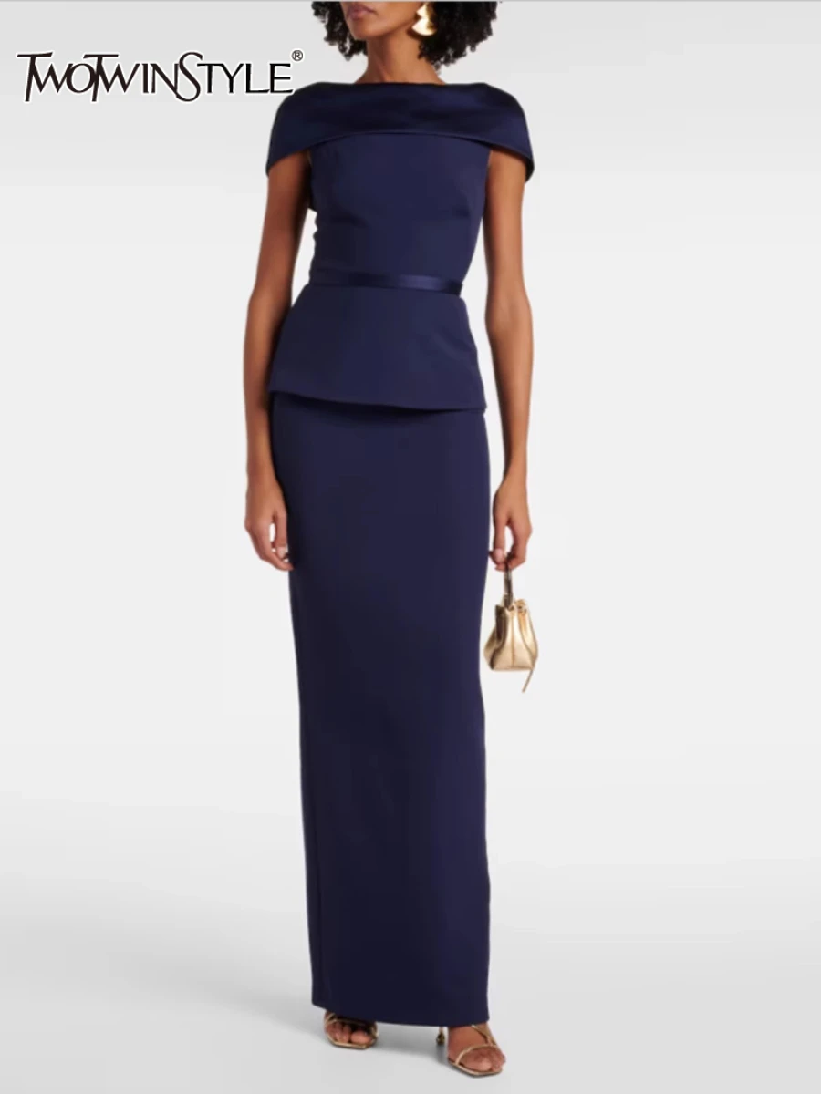 TWOTWINSTYLE Solid Slimming Fashion Dresses for Women Round Neck Off Shoulder Patchwork Ruffles Temperament Dress Female Clothes
TWOTWINSTYLE Solid Slimming Fashion Dresses for Women Round Neck Off Shoulder Patchwork Ruffles Temperament Dress Female Clothes