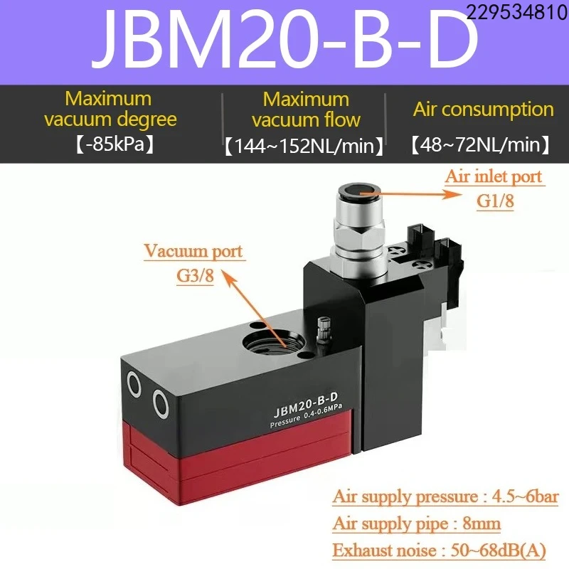 Mini Vacuum Generator Pump JBM JBX Pump High Suction Flow JBM10-C-D JBX20-B-D Destruction Air Supply Valve Pneumatic
Mini Vacuum Generator Pump JBM JBX Pump High Suction Flow JBM10-C-D JBX20-B-D Destruction Air Supply Valve Pneumatic