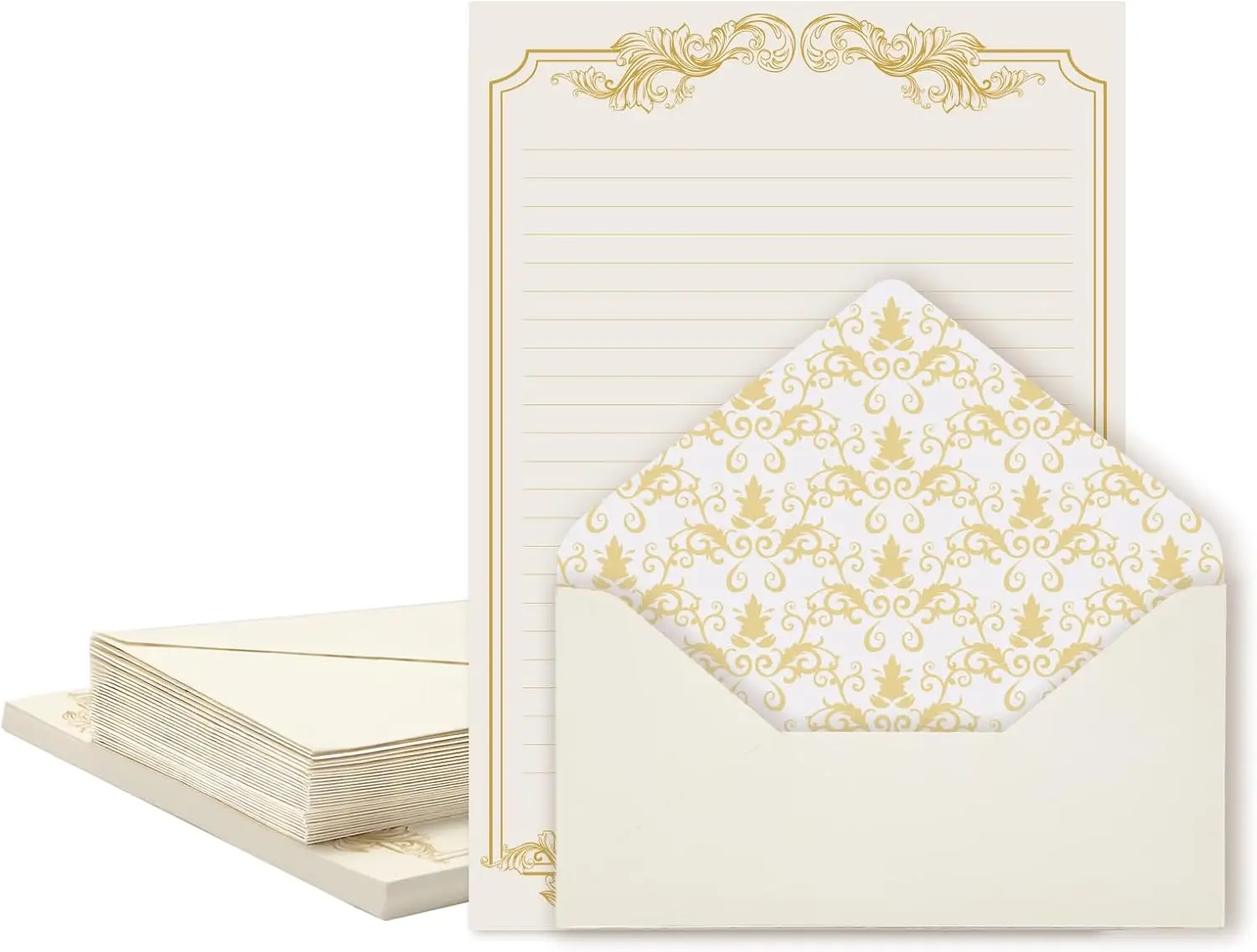 90 Piece Vintage Stationery Set with Gold Border Letter Paper and Envelopes for Love Letters and Party Invitations
90 Piece Vintage Stationery Set with Gold Border Letter Paper and Envelopes for Love Letters and Party Invitations
