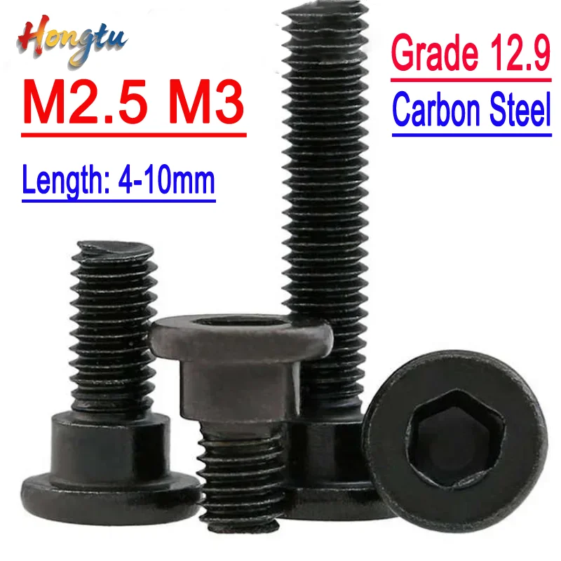 Hongtu 12.9 Grade High-Strength Carbon Steel Hex Flat Head Step Screw - Black Shoulder Design | M2.5 & M3 Positioning Bolts
Hongtu 12.9 Grade High-Strength Carbon Steel Hex Flat Head Step Screw - Black Shoulder Design | M2.5 & M3 Positioning Bolts