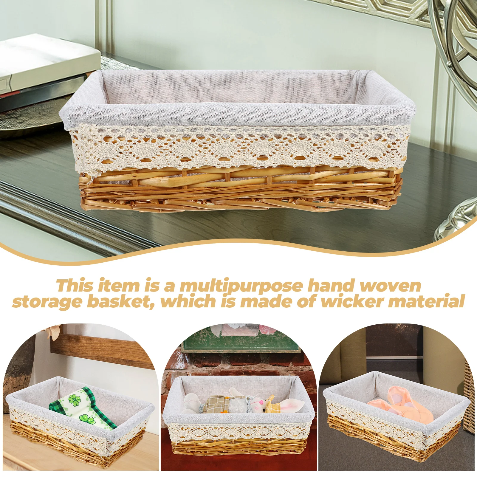 Wicker Storage Basket Hand Woven White Liner Removable Bedroom Bathroom Office Organization Pantry Bread Baskets
Wicker Storage Basket Hand Woven White Liner Removable Bedroom Bathroom Office Organization Pantry Bread Baskets