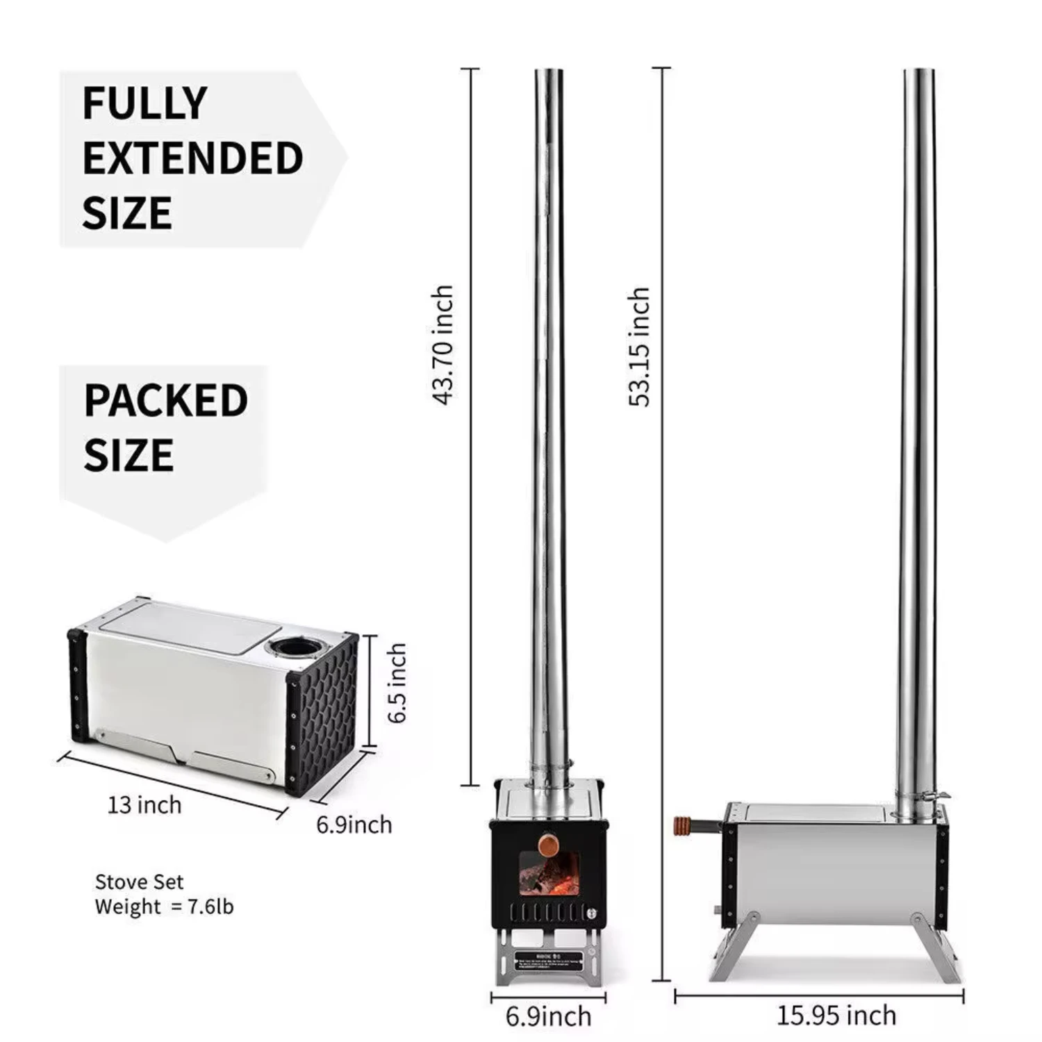 New Hot Tent Stove Jack Wood Burning Portable w/ Vent Pipe Camping Fire Kit Winter
New Hot Tent Stove Jack Wood Burning Portable w/ Vent Pipe Camping Fire Kit Winter