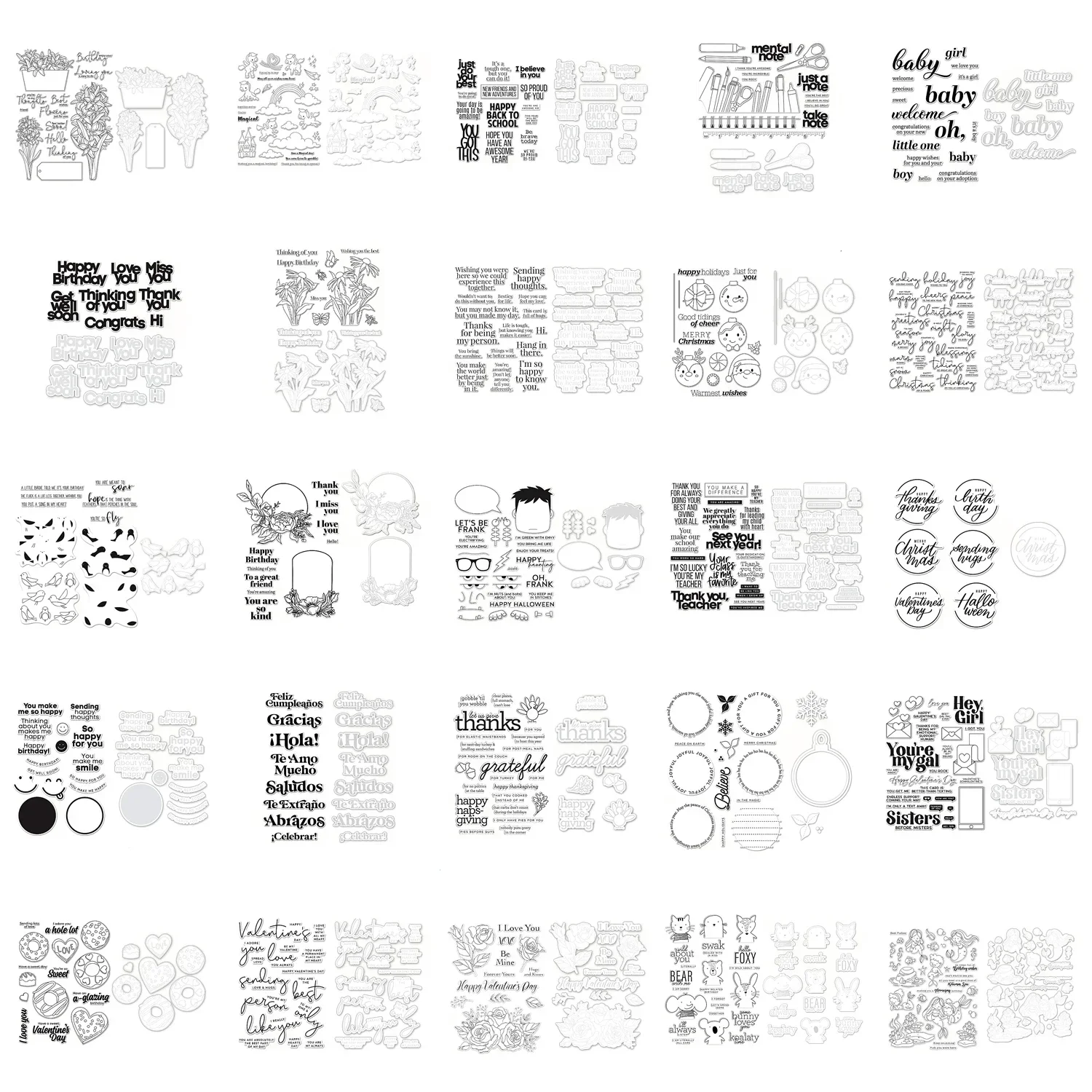 Valentine's Day Words Halloween Christmas Easter Clear Stamps Cutting Die Set for Scrapbooking Paper Making Frame Craft Card
Valentine's Day Words Halloween Christmas Easter Clear Stamps Cutting Die Set for Scrapbooking Paper Making Frame Craft Card