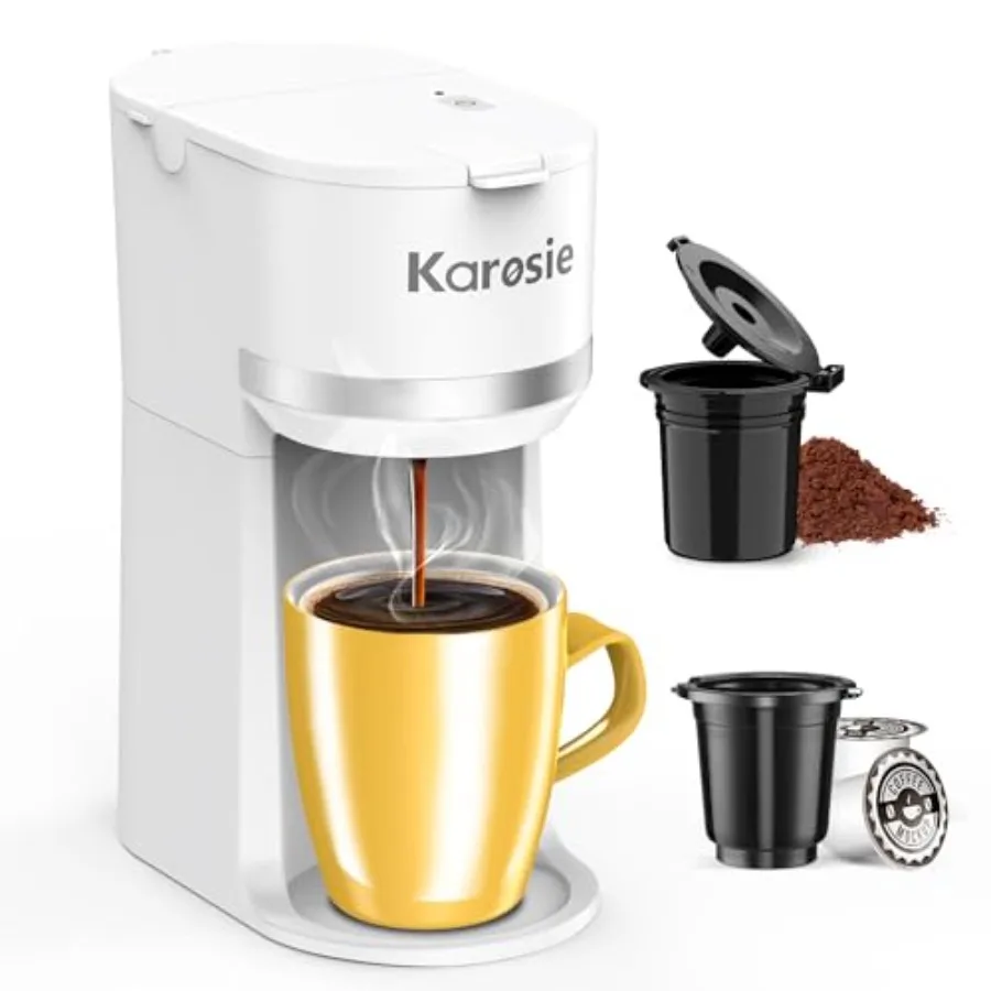 Single Serve Coffee Maker for K-Cup and Ground Coffee, Fast Brew, 6-12 oz Brew Sizes One Cup Coffee Machine Fits 5.5" Mugs, One
Single Serve Coffee Maker for K-Cup and Ground Coffee, Fast Brew, 6-12 oz Brew Sizes One Cup Coffee Machine Fits 5.5" Mugs, One