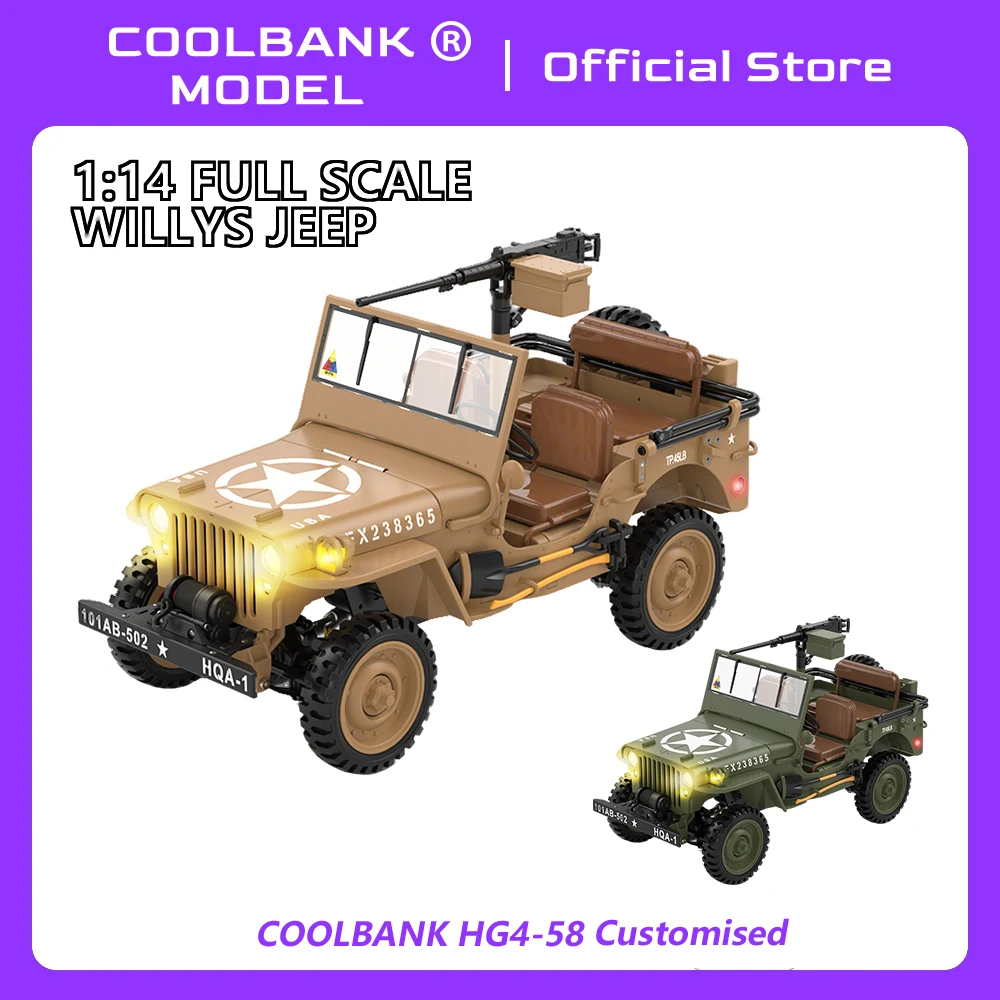 1/14 HG4-58 Willys Jeep Alloy Model RC Electric Remote Control Model Car Simulation Military Truck With Canopy Adult Kids Toys
1/14 HG4-58 Willys Jeep Alloy Model RC Electric Remote Control Model Car Simulation Military Truck With Canopy Adult Kids Toys