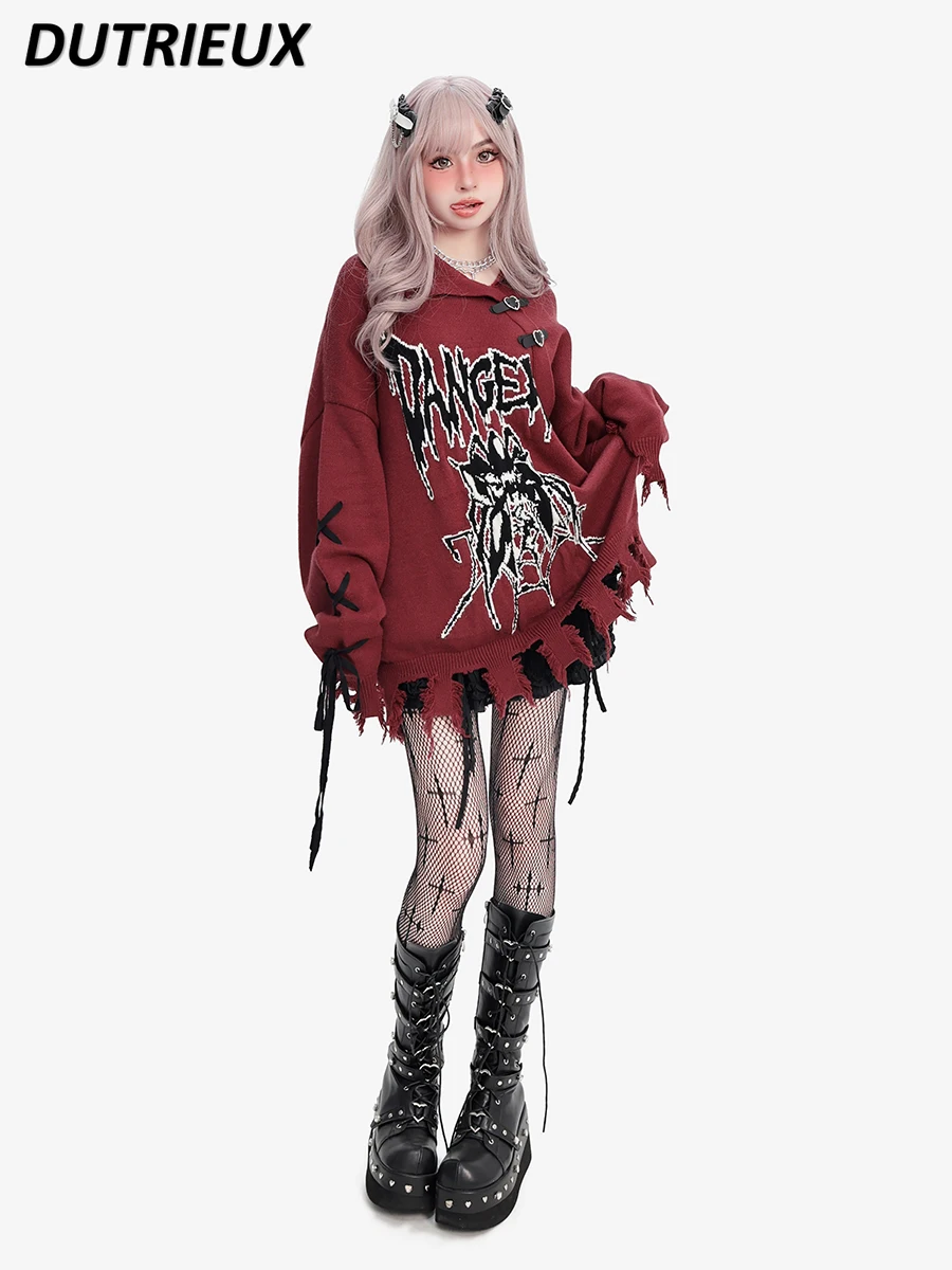 Fashion Japanese Style Long Sleeve Pullover Autumn and Winter Strap Loose Knitted Sweater Cool Irregular Cool Girl Sweaters Top
Fashion Japanese Style Long Sleeve Pullover Autumn and Winter Strap Loose Knitted Sweater Cool Irregular Cool Girl Sweaters Top