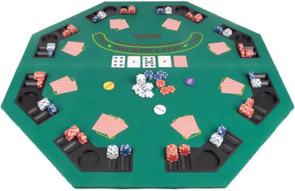 48-Inch Folding Poker Table Top with Built-in Cupholders and Chip Trays for 8 Players
48-Inch Folding Poker Table Top with Built-in Cupholders and Chip Trays for 8 Players