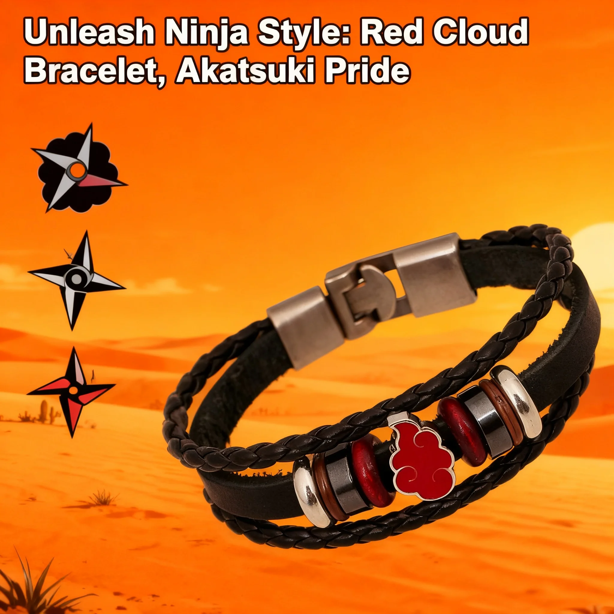 Naruto Akatsuki Red Cloud Alloy Bracelet Men Personality Woven Leather Bracelet Anime Accessories Hot Selling
Naruto Akatsuki Red Cloud Alloy Bracelet Men Personality Woven Leather Bracelet Anime Accessories Hot Selling