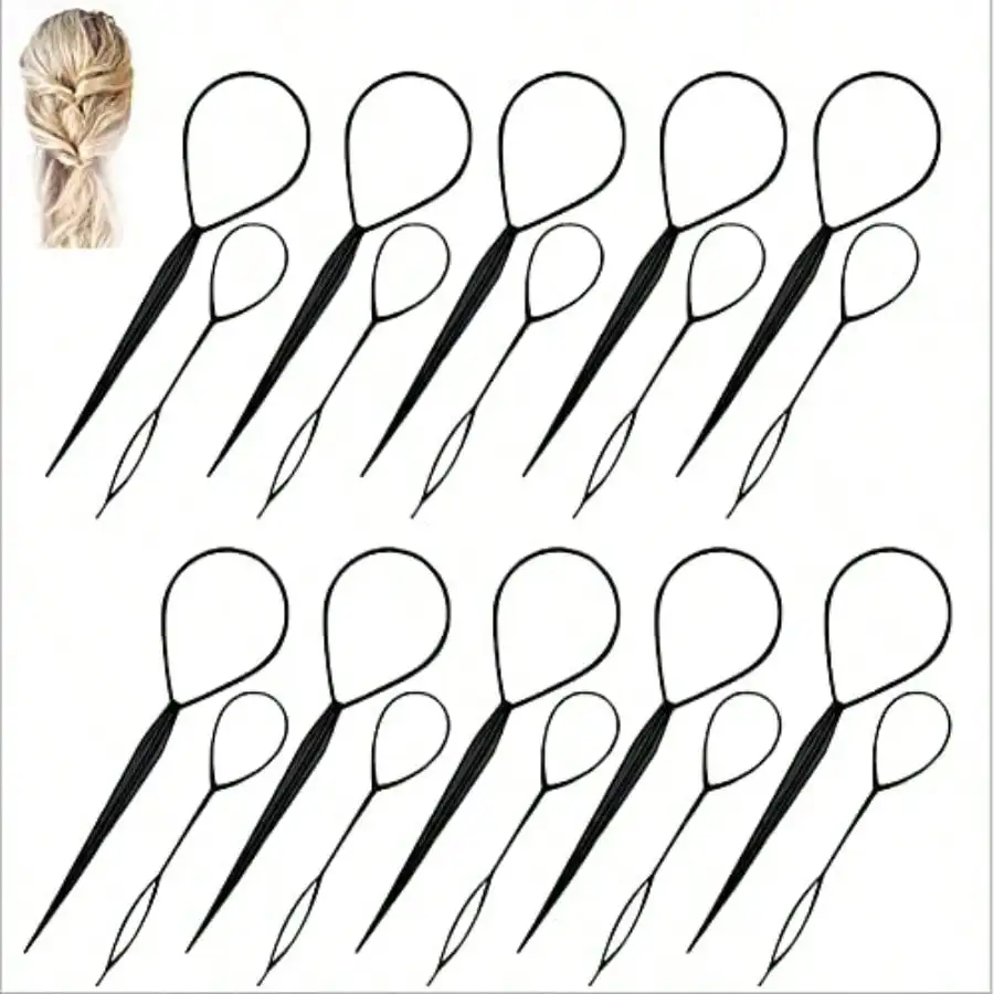 Hair Styling Accessories For French Braiding, Nylon Material, Black Color, 10 Pairs 20 Pcs With Ergonomic Loop Design For Easy Braiding
Hair Styling Accessories For French Braiding, Nylon Material, Black Color, 10 Pairs 20 Pcs With Ergonomic Loop Design For Easy Braiding