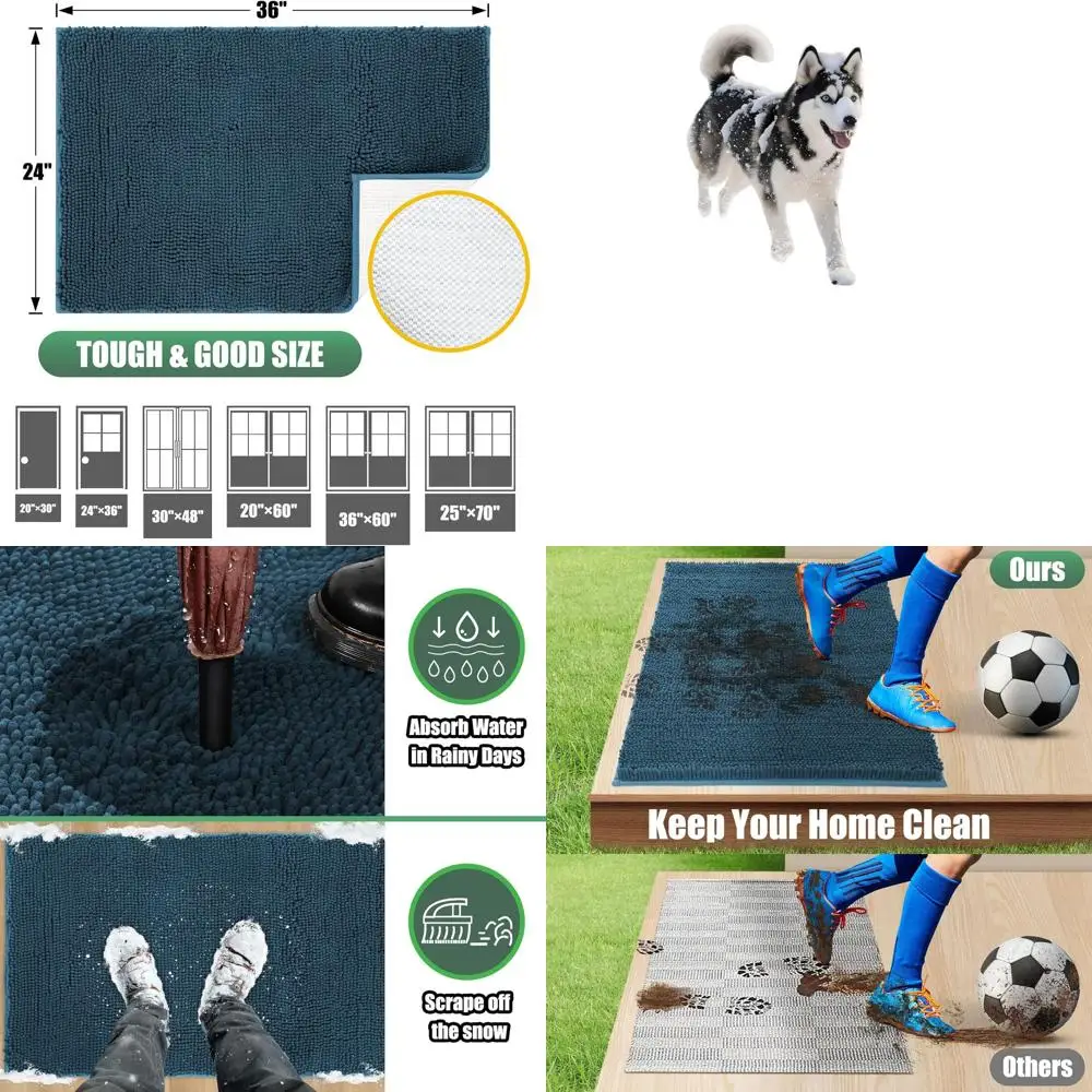 60 x 36 Absorbent Outdoor Doormat, Washable Muddy Dog Mat, Non-Slip Indoor Doormat for Muddy Paws, Atlantic Blue
60 x 36 Absorbent Outdoor Doormat, Washable Muddy Dog Mat, Non-Slip Indoor Doormat for Muddy Paws, Atlantic Blue