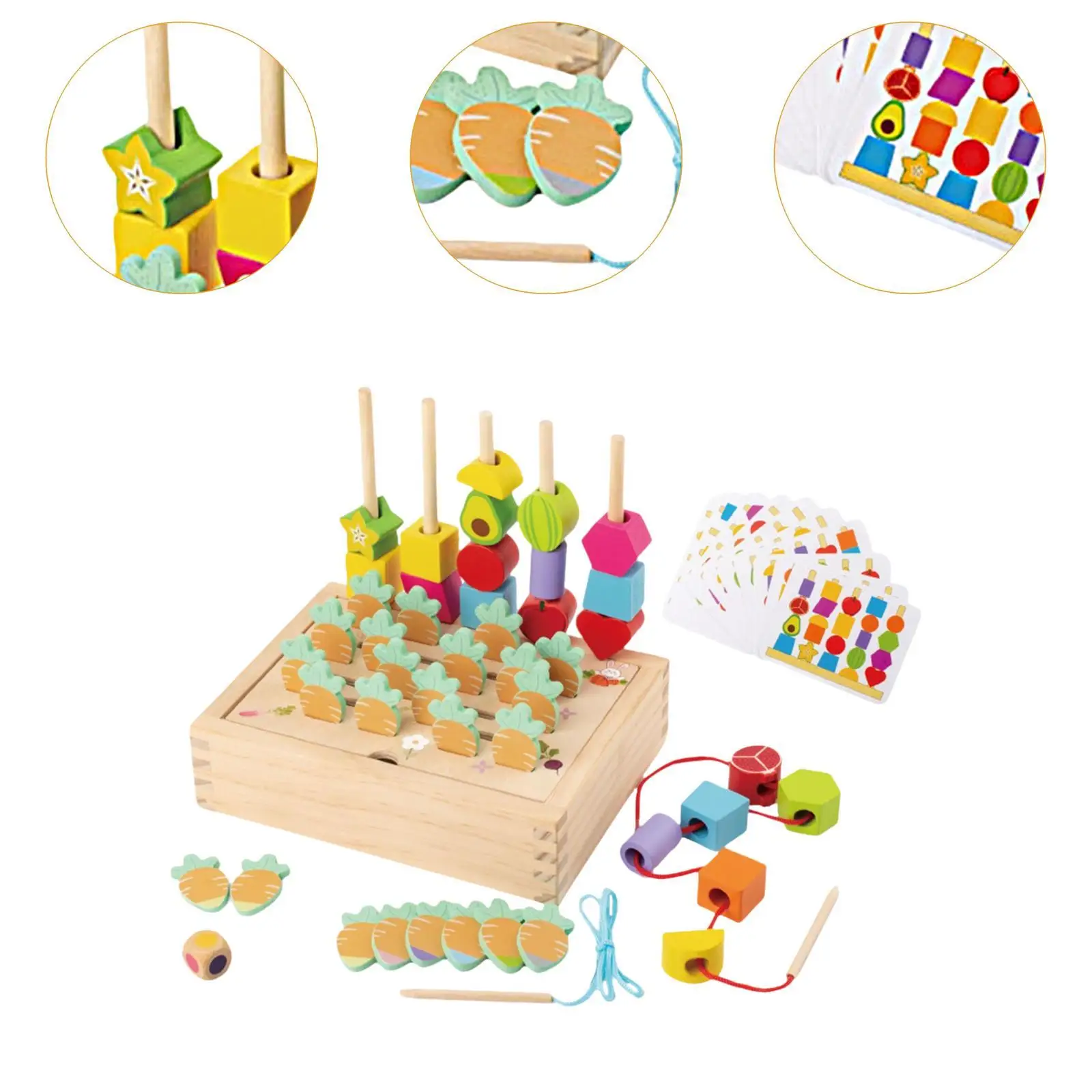 Montessori Wooden Beads Sequencing Toy Lacing Beads Building Blocks Game Creative Matching Shapes Stacking Toy for Boys Girls
Montessori Wooden Beads Sequencing Toy Lacing Beads Building Blocks Game Creative Matching Shapes Stacking Toy for Boys Girls