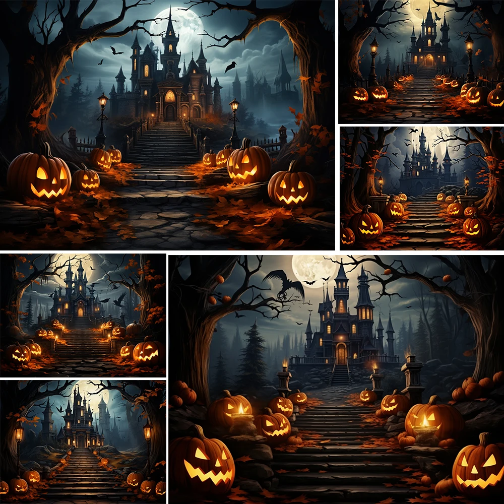 Mocsicka Halloween Castle Pumpkin Backdrop Child Baby Photocall Props Adult Kids Birthday Photography Gone Bat Background
Mocsicka Halloween Castle Pumpkin Backdrop Child Baby Photocall Props Adult Kids Birthday Photography Gone Bat Background