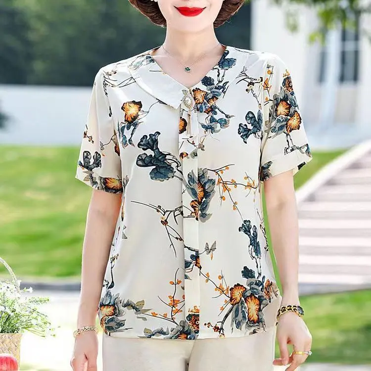Slimming Effect Summer New Style Mommy Wear Loose Short Sleeve Chiffon Top Mid-aged And Elderly Women's Clothing Belly Coveri...
Slimming Effect Summer New Style Mommy Wear Loose Short Sleeve Chiffon Top Mid-aged And Elderly Women's Clothing Belly Coveri...