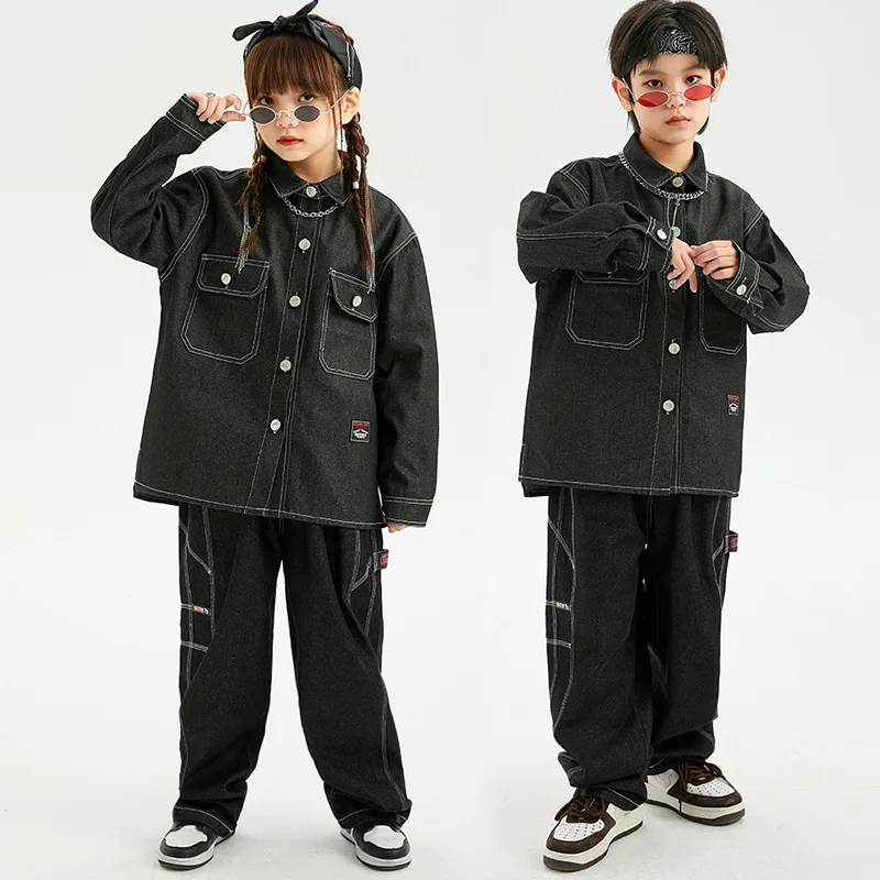 2023 Modern Hip Hop Dance Clothing For Boys Black Denim Hiphop Suit Girls Jazz Dance Performance Costumes Streetwear DQS14941
2023 Modern Hip Hop Dance Clothing For Boys Black Denim Hiphop Suit Girls Jazz Dance Performance Costumes Streetwear DQS14941