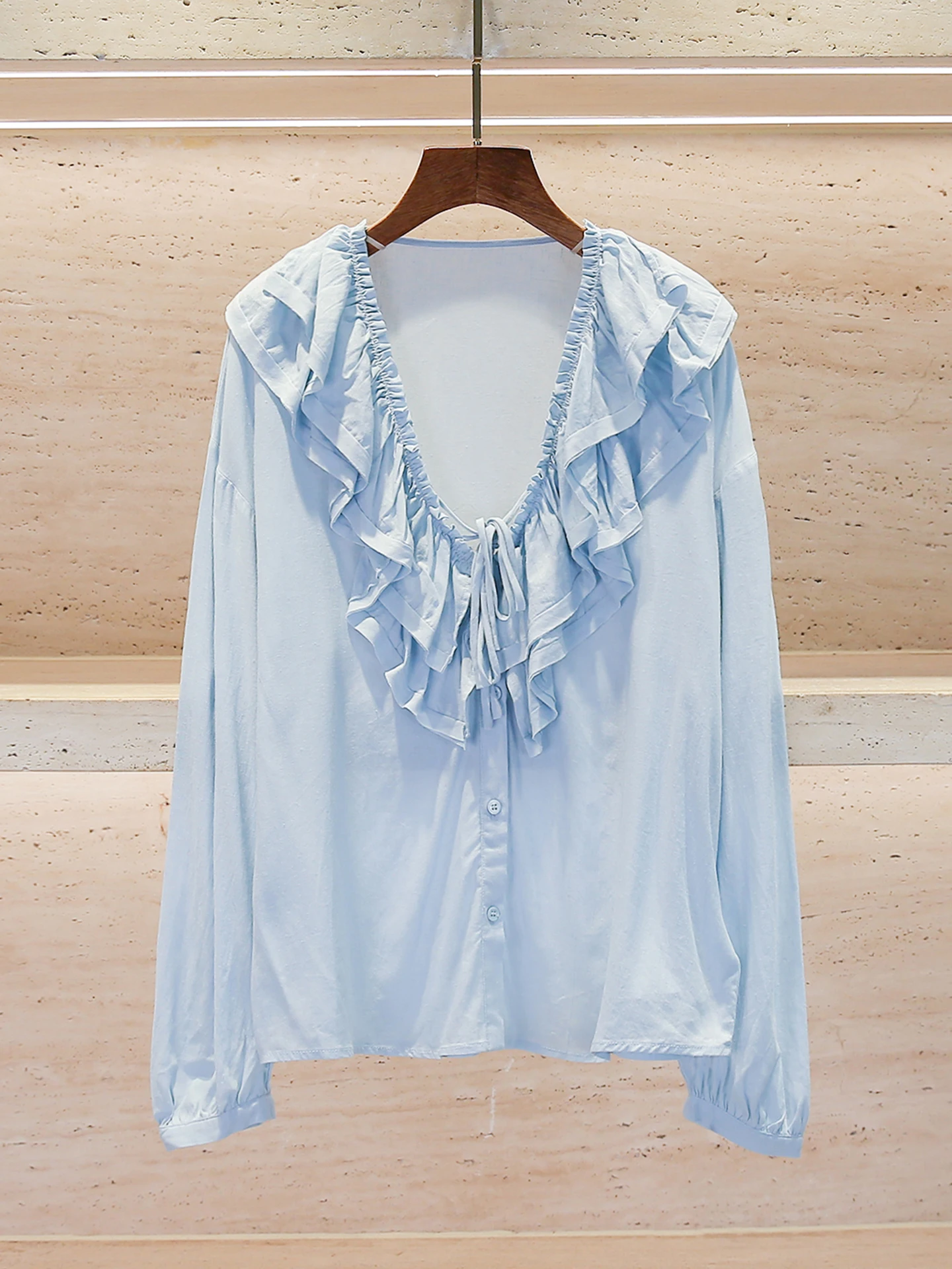 Sun Protection French Style Women's Shirt Spring Summer Long Sleeve V-Neck Button-Up Loose Fit Tunic Top with Lace Trim
Sun Protection French Style Women's Shirt Spring Summer Long Sleeve V-Neck Button-Up Loose Fit Tunic Top with Lace Trim