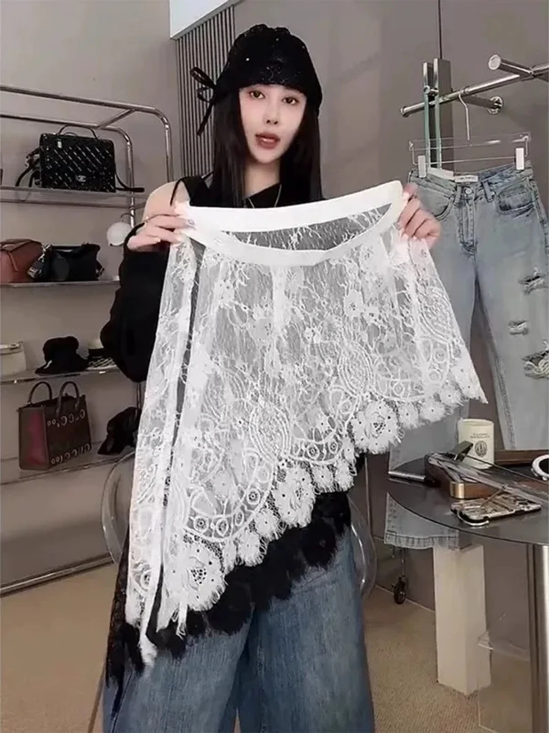 Korean Style plus Size Lace Half Skirt Women's Fashionable Versatile Asymmetric Casual High Waist A-Line Skirt
Korean Style plus Size Lace Half Skirt Women's Fashionable Versatile Asymmetric Casual High Waist A-Line Skirt