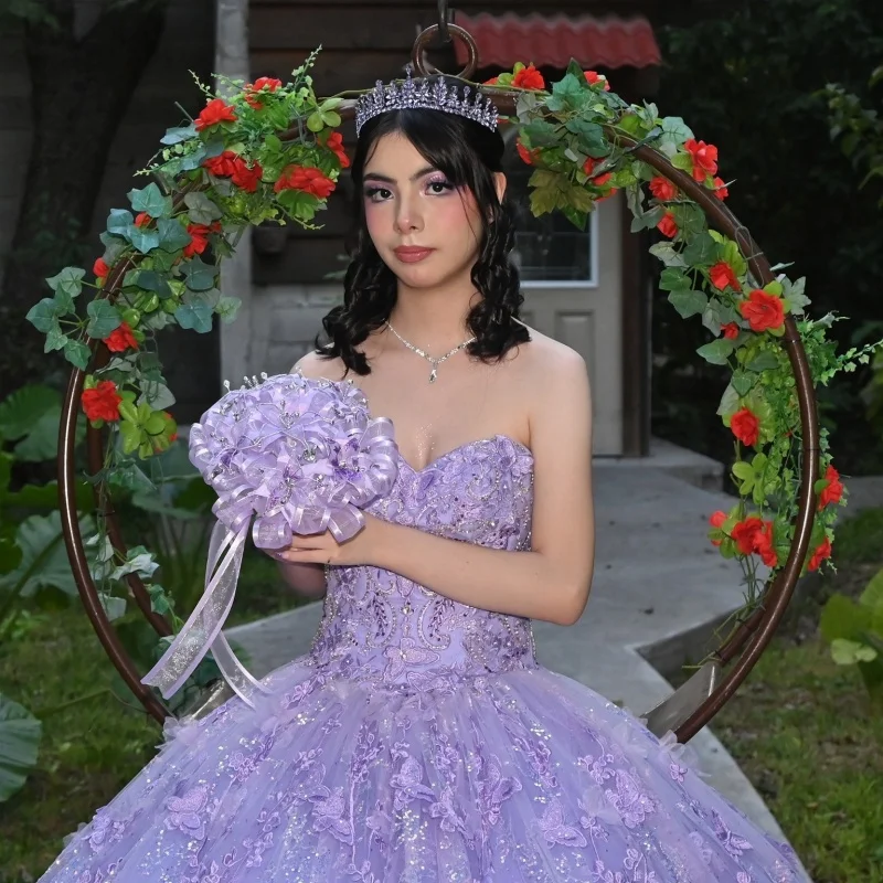 Customized Shiny Lavender Purple Quinceanera Dresses Off the Shoulder Tull butterfly applique crystal Vestido De 15 Quinceanera
Customized Shiny Lavender Purple Quinceanera Dresses Off the Shoulder Tull butterfly applique crystal Vestido De 15 Quinceanera