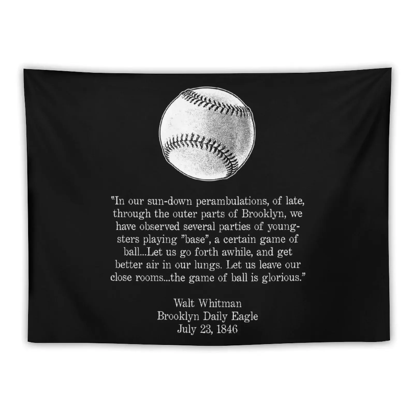 Walt Whitman - Baseball Quote (White) Tapestry Decoration Bedroom Wall Hanging Decor Decoration For Home Tapestry
Walt Whitman - Baseball Quote (White) Tapestry Decoration Bedroom Wall Hanging Decor Decoration For Home Tapestry