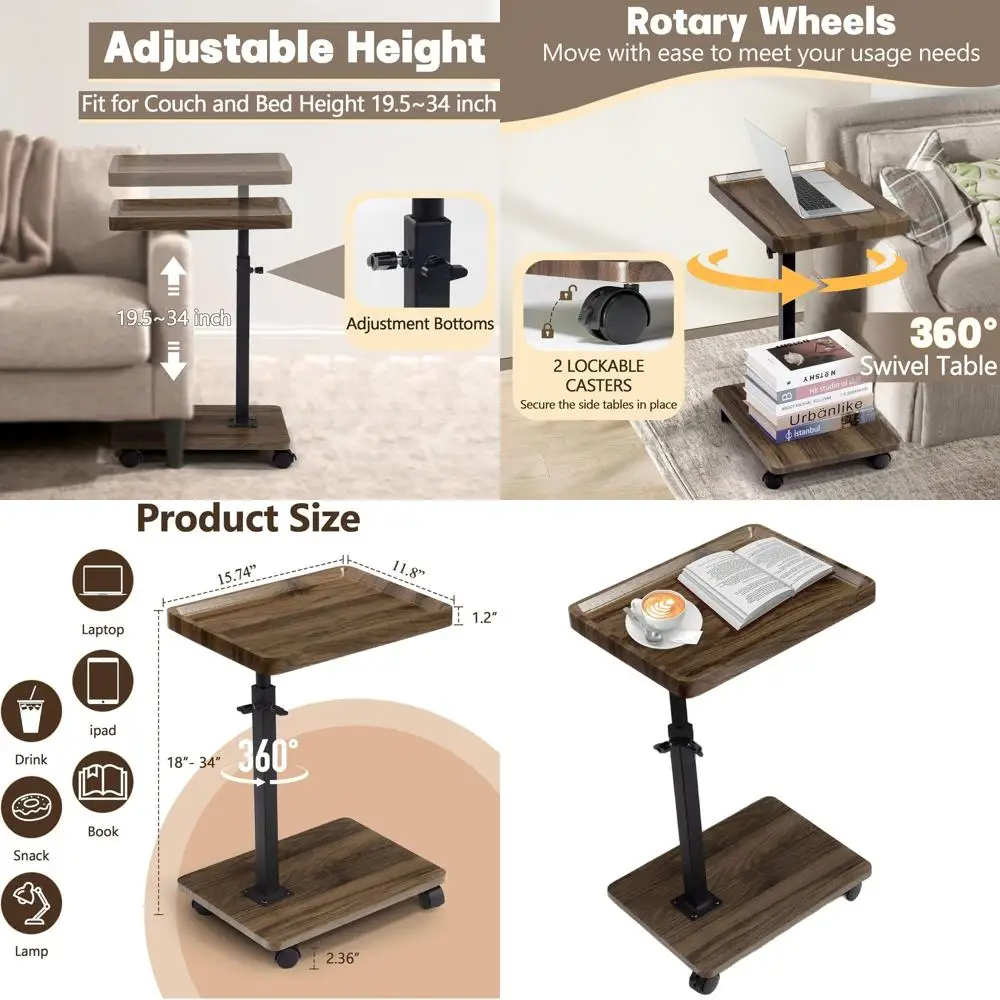 Приставной столик с регулируемой высотой, поворотный на 360 градусов, на колесиках ° Вращающийся компактный поднос для телевизора для гостиных комнат
Приставной столик с регулируемой высотой, поворотный на 360 градусов, на колесиках ° Вращающийся компактный поднос для телевизора для гостиных комнат