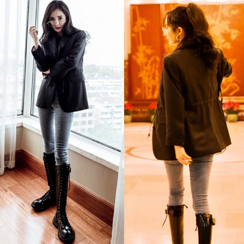 Naturaleye Slim Fit Two-Tone Waist-Cinching Jacket Women's Suit Outerwear Black Camel Color Block Long Sleeve Mid-Length
Naturaleye Slim Fit Two-Tone Waist-Cinching Jacket Women's Suit Outerwear Black Camel Color Block Long Sleeve Mid-Length