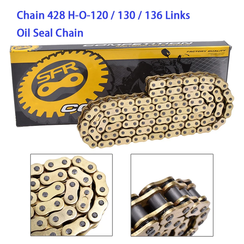 Universal 428 H Drive Chain 120/130/136 Links Heavy Titanium Steel Thickened O-Ring Oil Seal Connecting Master Link Motorcycle
Universal 428 H Drive Chain 120/130/136 Links Heavy Titanium Steel Thickened O-Ring Oil Seal Connecting Master Link Motorcycle