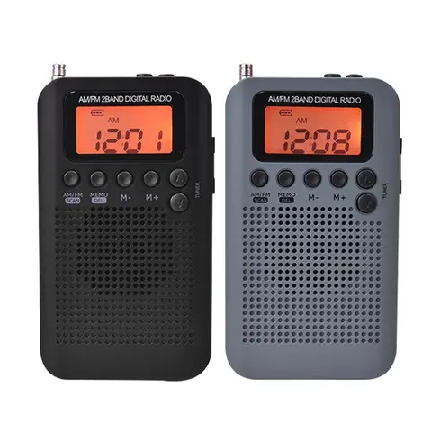 AM FM Portable Radio LCD Display Pocket Radio Receiver Dual Band Stereo for Walking Hiking Camping With Speaker Headphone