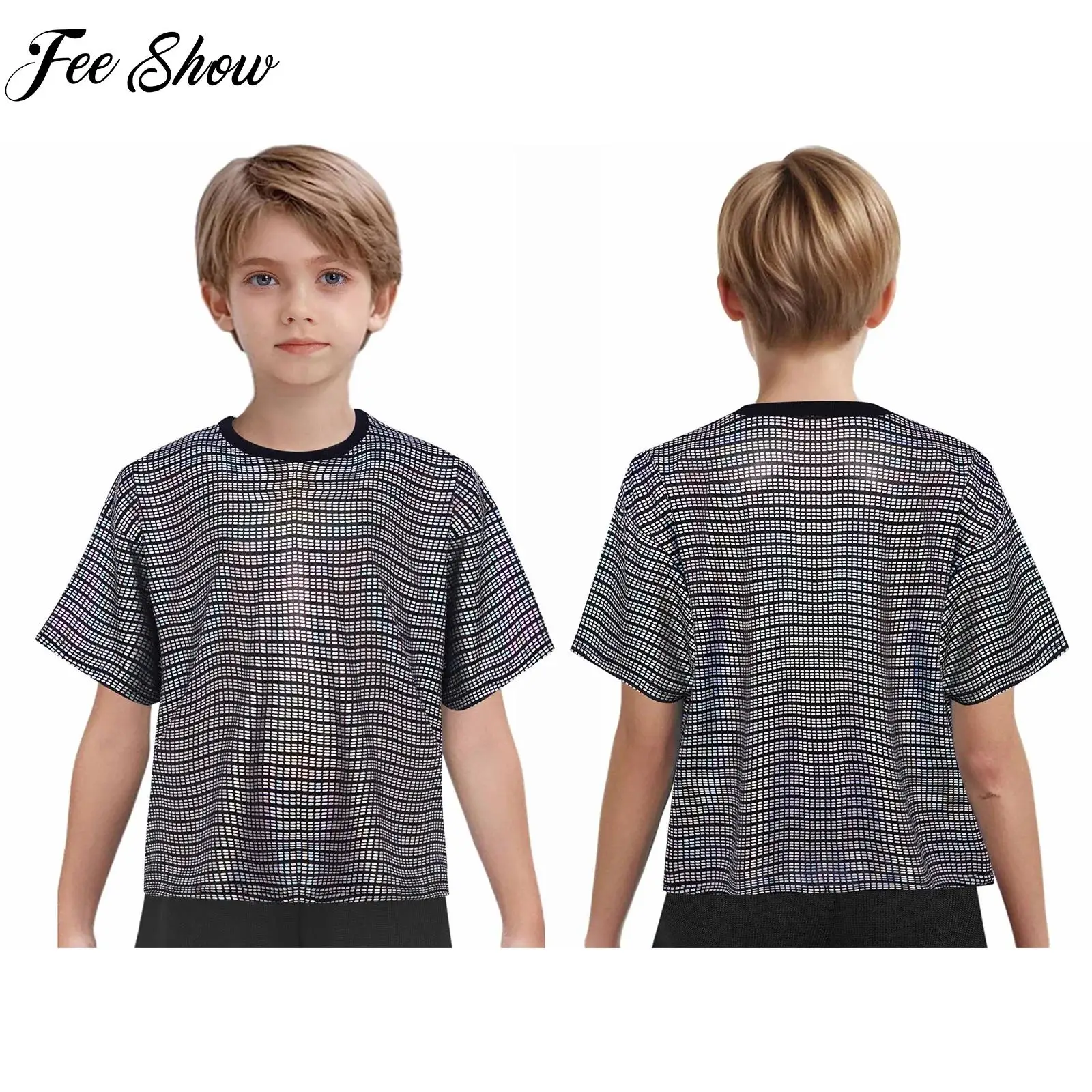 Kids Girls Boys Metallic T-shirt Unisex Children Round Neck Short Sleeve Loose Top Hip-Hop Jazz Dance Performance Party Costume
Kids Girls Boys Metallic T-shirt Unisex Children Round Neck Short Sleeve Loose Top Hip-Hop Jazz Dance Performance Party Costume