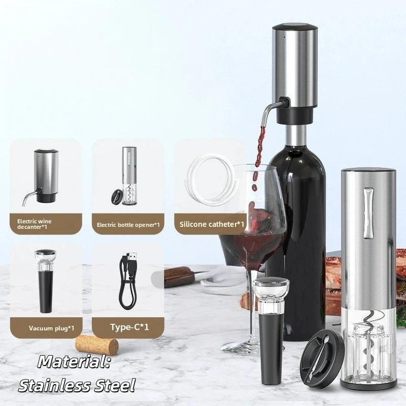 Electric Wine Opener Set Automatic Bottle Opener With Foil Cutter Aerator Vacuum Stopper USB Rechargeable Wine Accessories Kit
Electric Wine Opener Set Automatic Bottle Opener With Foil Cutter Aerator Vacuum Stopper USB Rechargeable Wine Accessories Kit