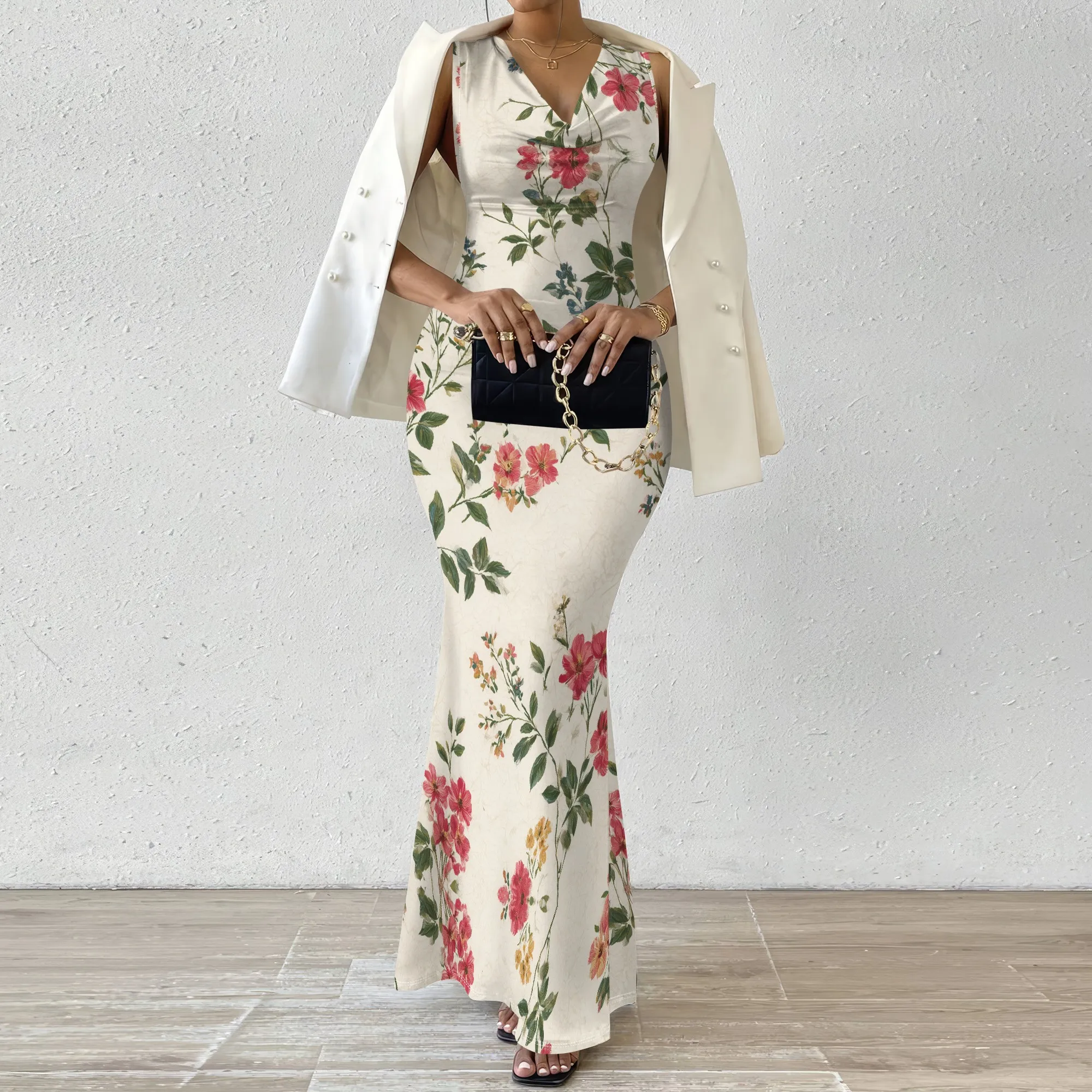 Elegant Floral Green Maxi Dress | Sleeveless Cowl Neck Dress for Spring & Summer | XS-2XL, Perfect for Weddings & Evening Events
Elegant Floral Green Maxi Dress | Sleeveless Cowl Neck Dress for Spring & Summer | XS-2XL, Perfect for Weddings & Evening Events