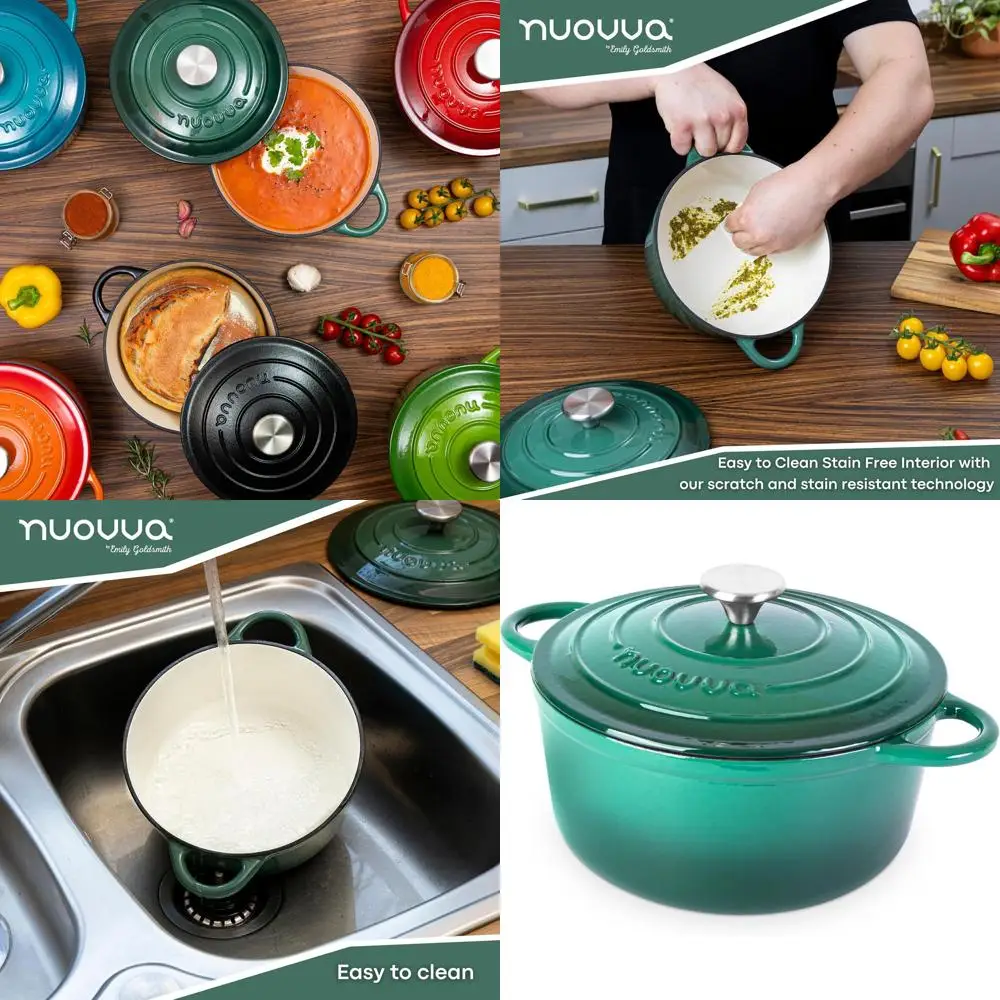 Enameled Cast Iron Dutch Oven with Lid - Non-Stick, 5-Quart, 24cm Green Cookware
Enameled Cast Iron Dutch Oven with Lid - Non-Stick, 5-Quart, 24cm Green Cookware