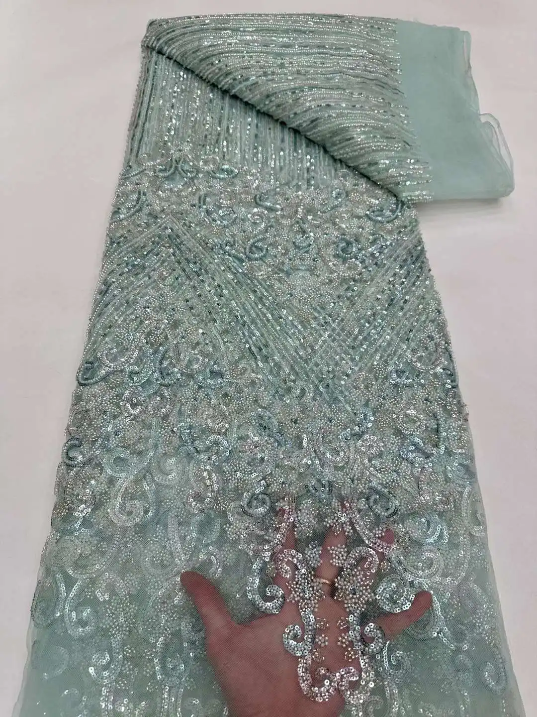Green African Beaded Lace Fabric 2024 High Quality French Luxury Beads Nigerian Sequins Tulle Lace Fabric for Wedding Dress
Green African Beaded Lace Fabric 2024 High Quality French Luxury Beads Nigerian Sequins Tulle Lace Fabric for Wedding Dress