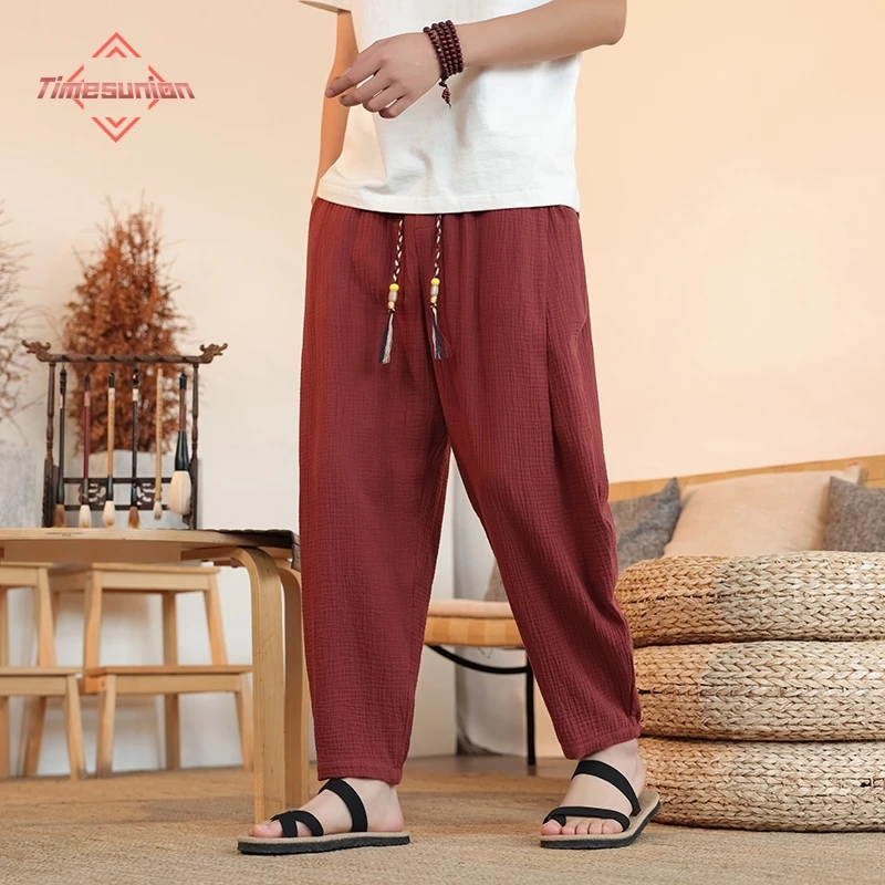 Chinese Style Loose Fit Pure Cotton Pants for Man Thin Section Summer Wear for Men Elastic Waist Comfortable Breathable Trousers
Chinese Style Loose Fit Pure Cotton Pants for Man Thin Section Summer Wear for Men Elastic Waist Comfortable Breathable Trousers