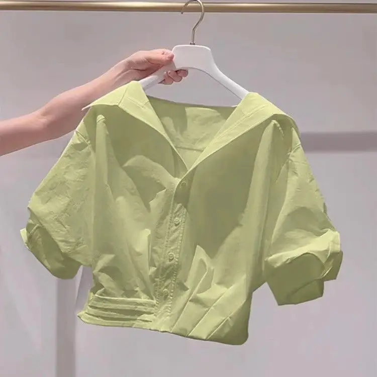 White Bubble Sleeve Shirt Women's Summer 2026 New Sweet Anti-Aging Lazy Style Short Top Trendy Polyester Fiber 100% Long Sleeve
White Bubble Sleeve Shirt Women's Summer 2026 New Sweet Anti-Aging Lazy Style Short Top Trendy Polyester Fiber 100% Long Sleeve