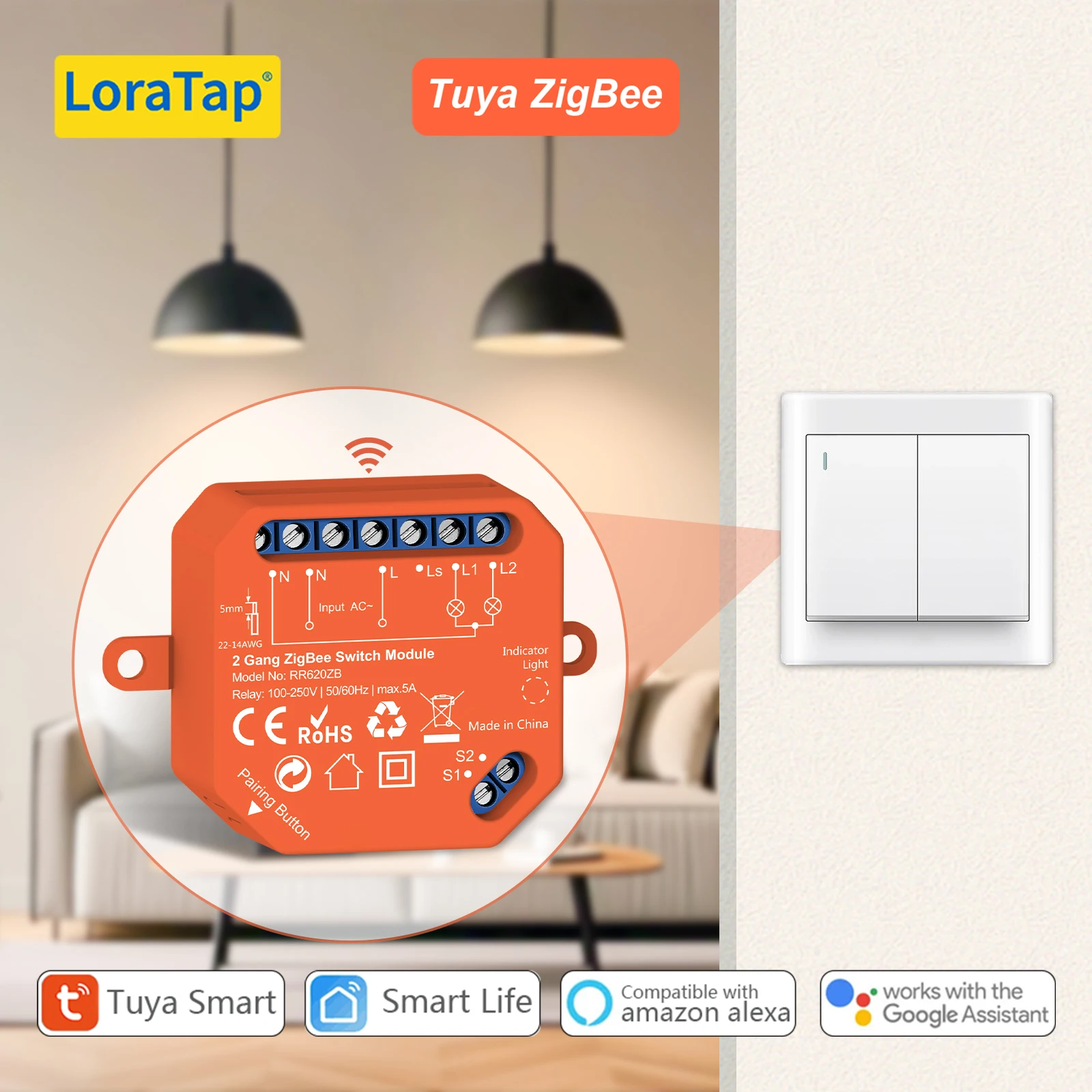 LoraTap Tuya ZigBee Беспроводной 2-бандовый релейный модуль Приложение Smart Life Дистанционное управление Таймер Работа с Google Assistant Alexa
LoraTap Tuya ZigBee Беспроводной 2-бандовый релейный модуль Приложение Smart Life Дистанционное управление Таймер Работа с Google Assistant Alexa