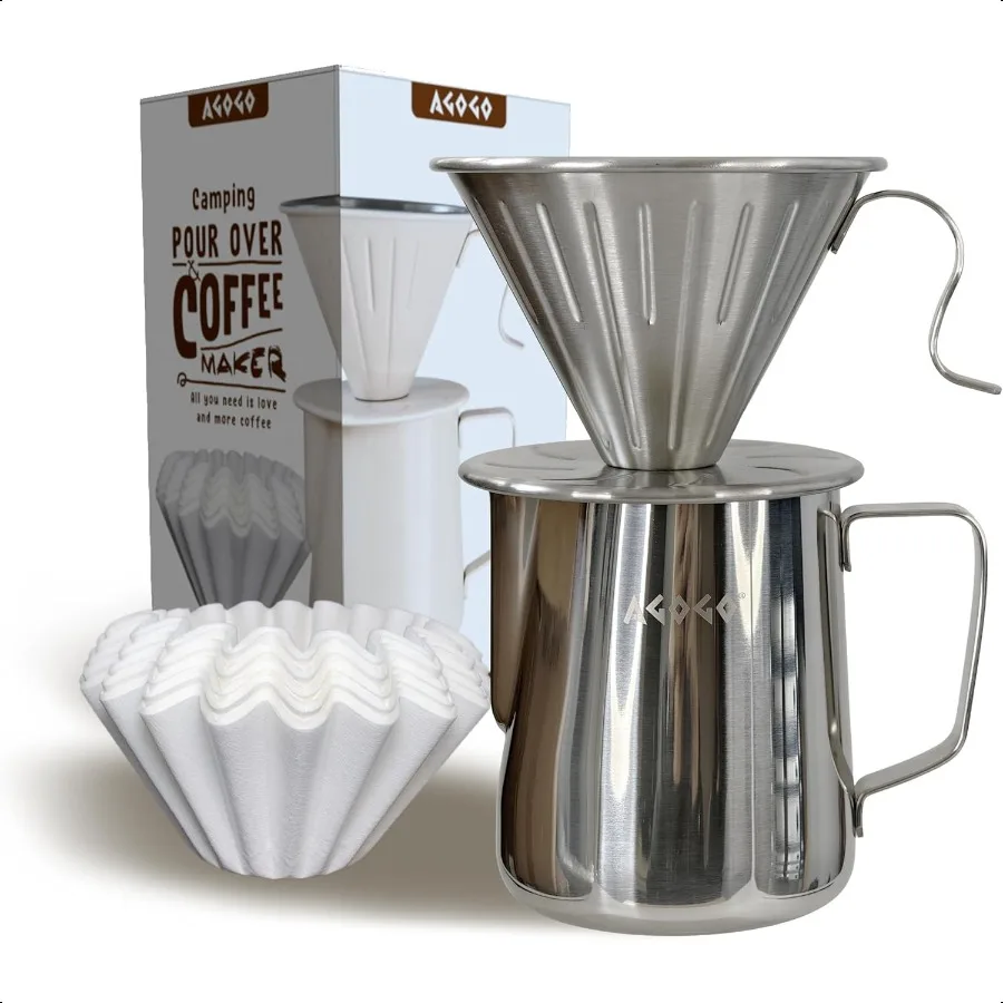 Компактный портативный набор кофеварки, легкая очистка, набор капельниц из нержавеющей стали 304 для кемпинга и 50 фильтров бумаги и очистки 
Компактный портативный набор кофеварки, легкая очистка, набор капельниц из нержавеющей стали 304 для кемпинга и 50 фильтров бумаги и очистки