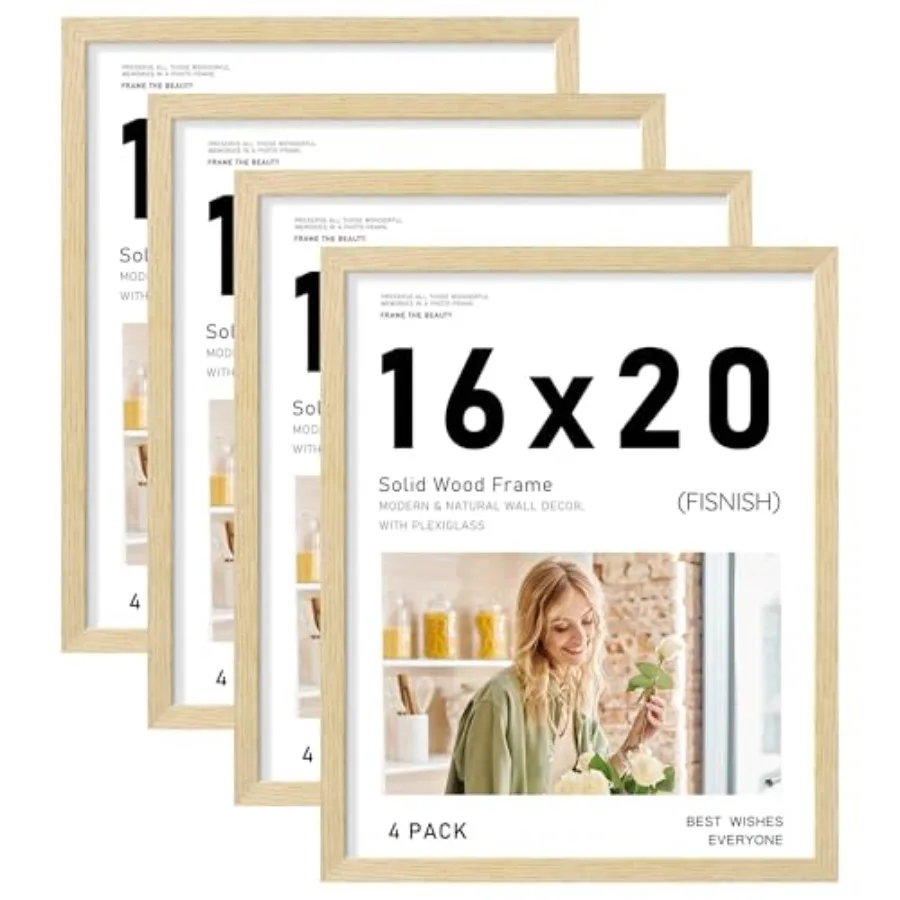 Picture Frame Set of 4 Solid Wood Picture Frames Display Photos without Mat Horizontal or Vertical Wall Mounting Poster Frame O
Picture Frame Set of 4 Solid Wood Picture Frames Display Photos without Mat Horizontal or Vertical Wall Mounting Poster Frame O