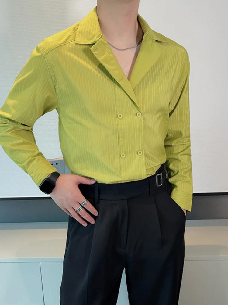 Мужская рубашка с кубинским воротником, свободного кроя, с длинными рукавами, на двойной пуговице, в полоску, простой дизайн, премиум-класс, весна-лето, новинка
Мужская рубашка с кубинским воротником, свободного кроя, с длинными рукавами, на двойной пуговице, в полоску, простой дизайн, премиум-класс, весна-лето, новинка