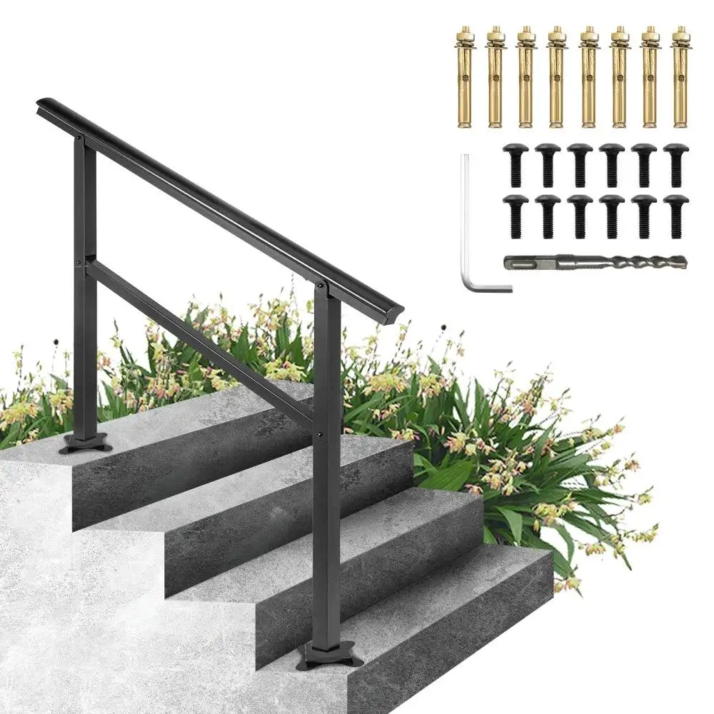 Outdoor Stair Handrail 47.6x35.2 Aluminum Adjustable Railing Fits 3-4 Steps Black Design
Outdoor Stair Handrail 47.6x35.2 Aluminum Adjustable Railing Fits 3-4 Steps Black Design