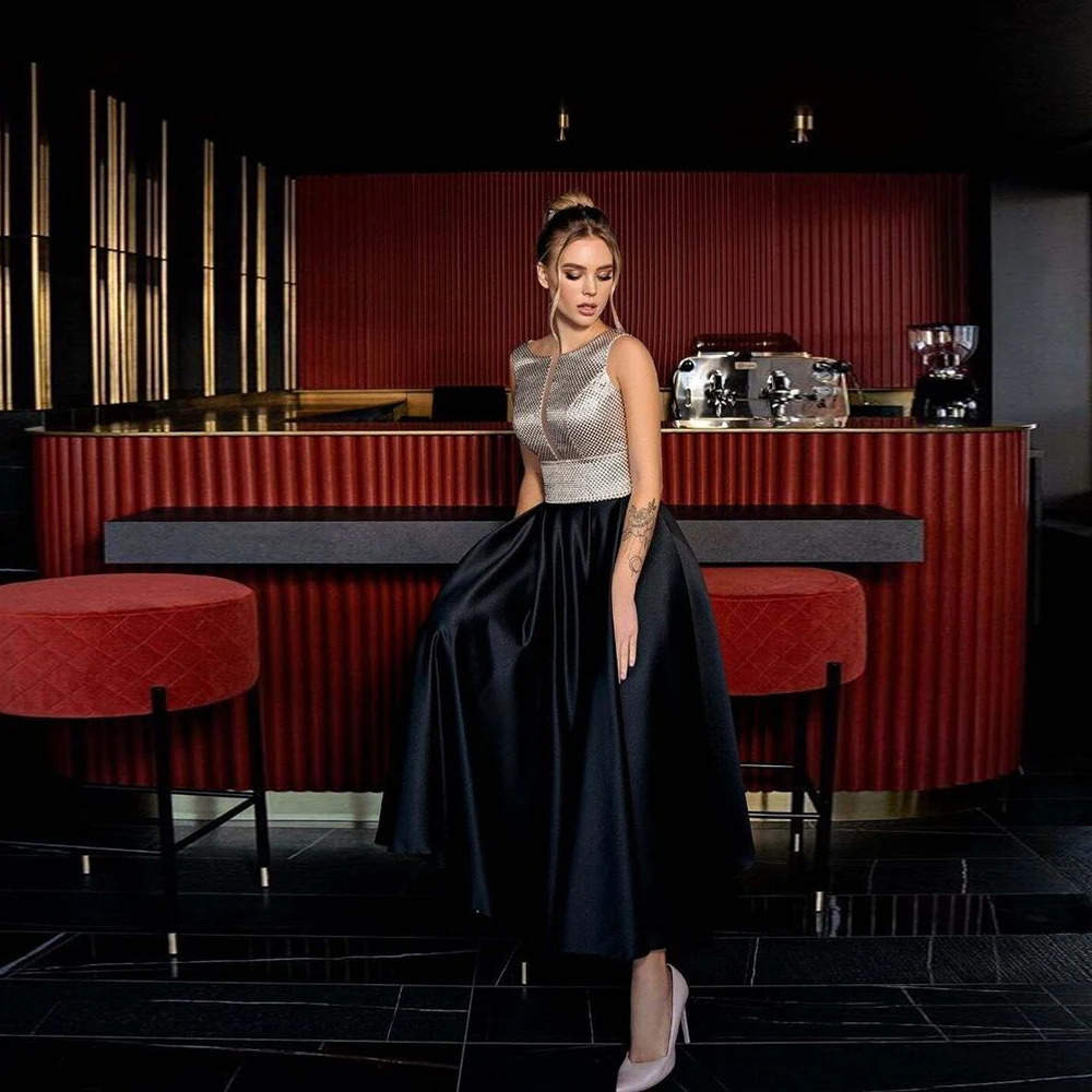 Simple Black Formal Evening Dress O-Neck Sleeveless A-Line Satin Ankle Length Prom Backless Party Gown Vestidos De Noche
Simple Black Formal Evening Dress O-Neck Sleeveless A-Line Satin Ankle Length Prom Backless Party Gown Vestidos De Noche
