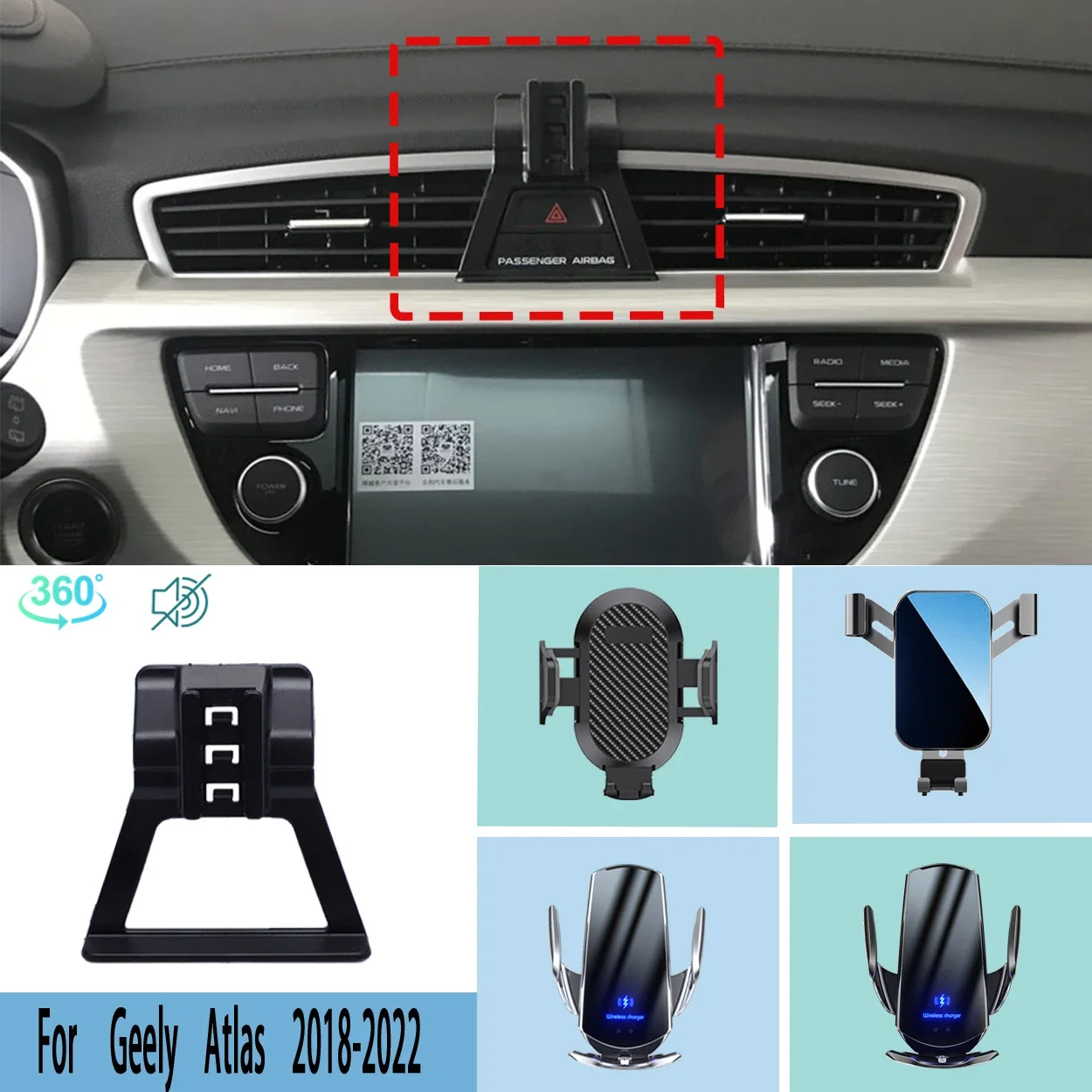 Car Phone Holder For Geely Atlas 2018 2019-2021 2022 Mobile Phone Support Car Mounts Wireless Charging Accessories 360° Degrees
Car Phone Holder For Geely Atlas 2018 2019-2021 2022 Mobile Phone Support Car Mounts Wireless Charging Accessories 360° Degrees