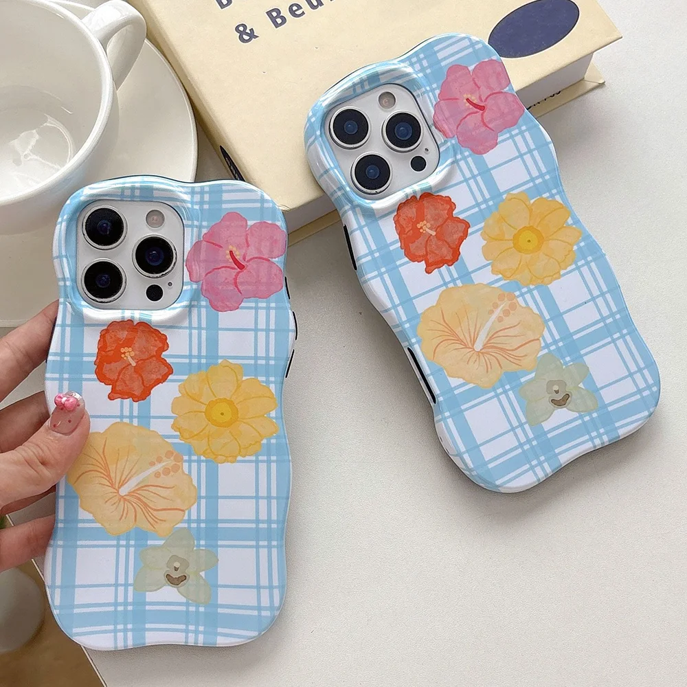 New Korean INS Blue Plaid Colored Flowers Print 2 in 1 Wave Shape Phone Case For iPhone 17 16 15 14 13 Pro Max Protective Cover
New Korean INS Blue Plaid Colored Flowers Print 2 in 1 Wave Shape Phone Case For iPhone 17 16 15 14 13 Pro Max Protective Cover