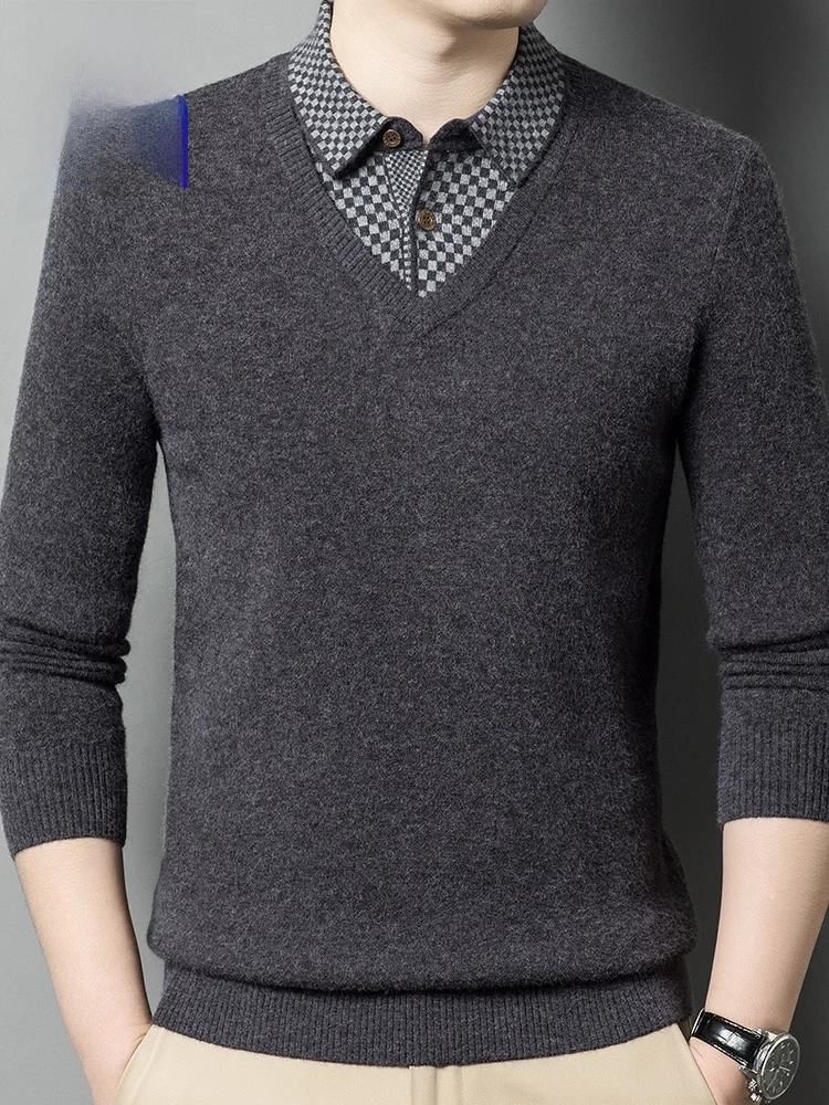Lormen Men's Casual Thiened Knitted Sweater Collared irt Base Layer Winter Warm Top Fake Two-Piece Comfortable Busin C...
Lormen Men's Casual Thiened Knitted Sweater Collared irt Base Layer Winter Warm Top Fake Two-Piece Comfortable Busin C...