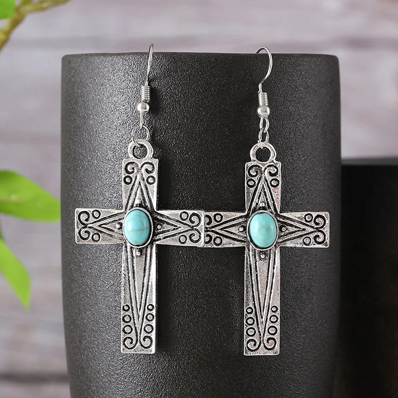 DIY accessories Cross-border wish Amazon retro cross turquoise pendant earrings, bohemian minimalist geometric earrings
DIY accessories Cross-border wish Amazon retro cross turquoise pendant earrings, bohemian minimalist geometric earrings