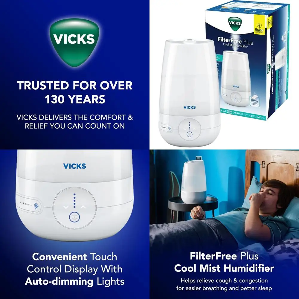 Medium Room Cool Mist Humidifier, Ideal for Baby, Kids, Adults, Compatible with VapoPads
Medium Room Cool Mist Humidifier, Ideal for Baby, Kids, Adults, Compatible with VapoPads