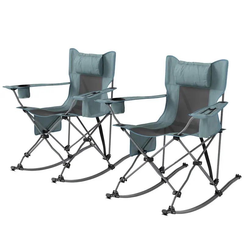 Folding Rocking Camping Chairs, Portable Chairs with Headrest, Cooler Bag, Cup Holder, Carry Bag, 2 Pack, Gray
Folding Rocking Camping Chairs, Portable Chairs with Headrest, Cooler Bag, Cup Holder, Carry Bag, 2 Pack, Gray