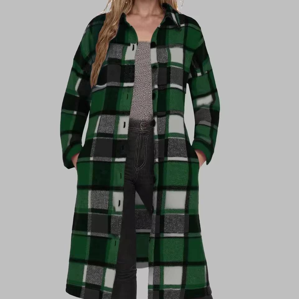 Womens Plaid Trench Coat Lapel Button Down Long Shacket Coat Casual Fashion Long Sleeve Trench Coat Winter Outwear Plus Size
Womens Plaid Trench Coat Lapel Button Down Long Shacket Coat Casual Fashion Long Sleeve Trench Coat Winter Outwear Plus Size