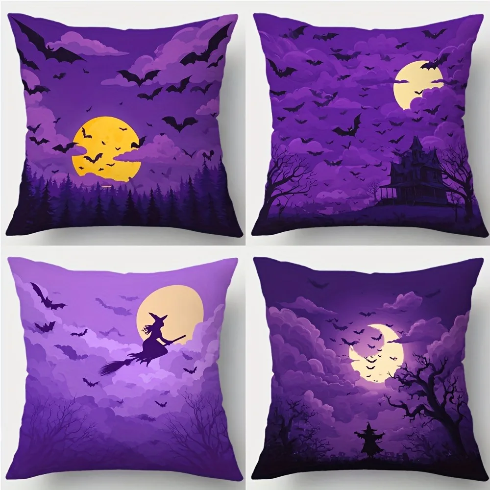 Home Decor Halloween Night: Bats, Moon & Witch Scenes Pattern Cushion Cover Suitable For Sofa Bedroom Car Pillow Cover
Home Decor Halloween Night: Bats, Moon & Witch Scenes Pattern Cushion Cover Suitable For Sofa Bedroom Car Pillow Cover